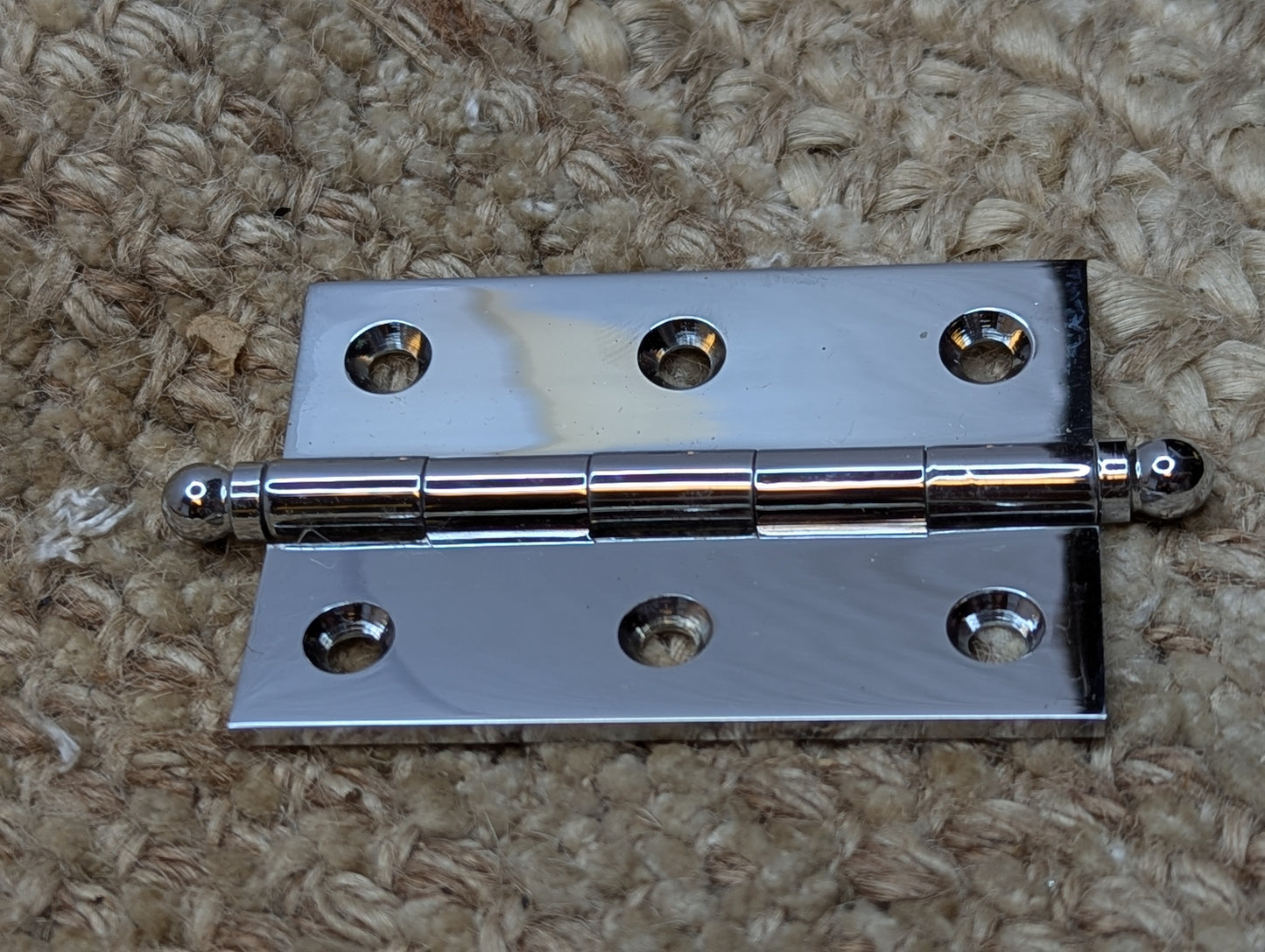 1 11/16" x 2 1/2" Chrome Plated Brass Ball Tip Cabinet Door Hinge
