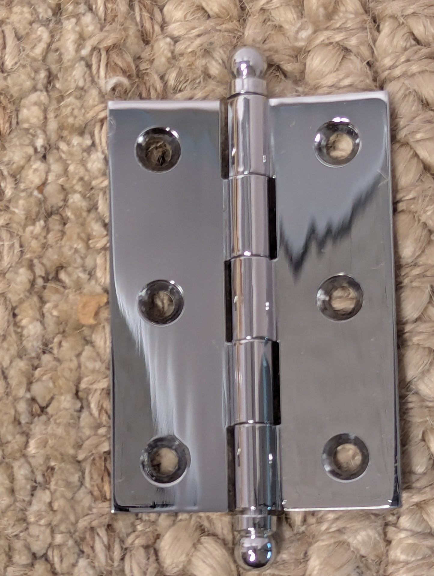 1 11/16" x 2 1/2" Chrome Plated Brass Ball Tip Cabinet Door Hinge