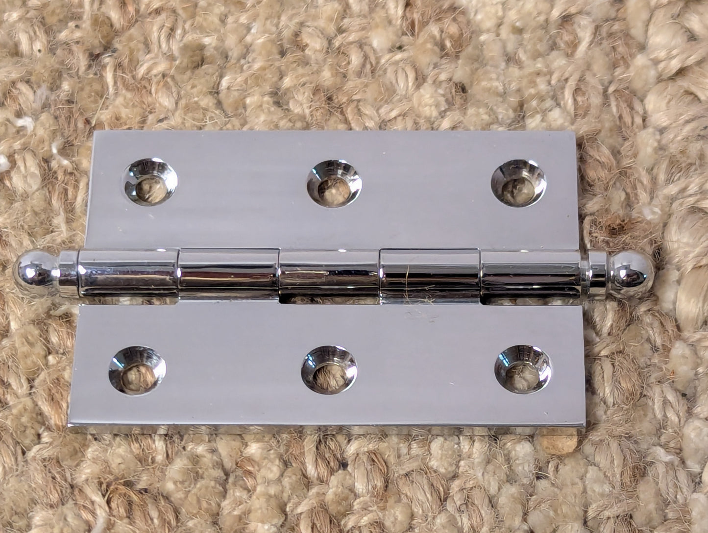1 11/16" x 2 1/2" Chrome Plated Brass Ball Tip Cabinet Door Hinge