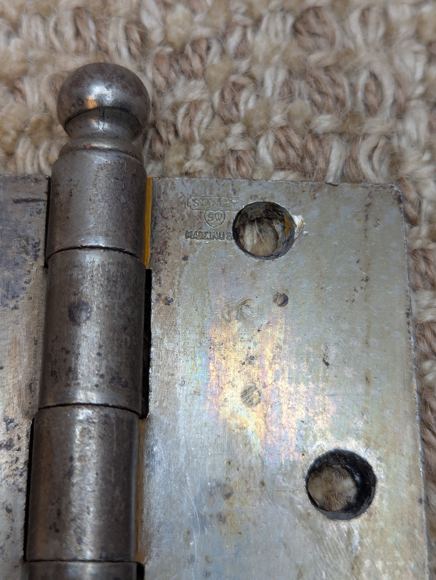 3 1/2" x 3 1/2" Antique Stanley Ball Tip Door Hinge