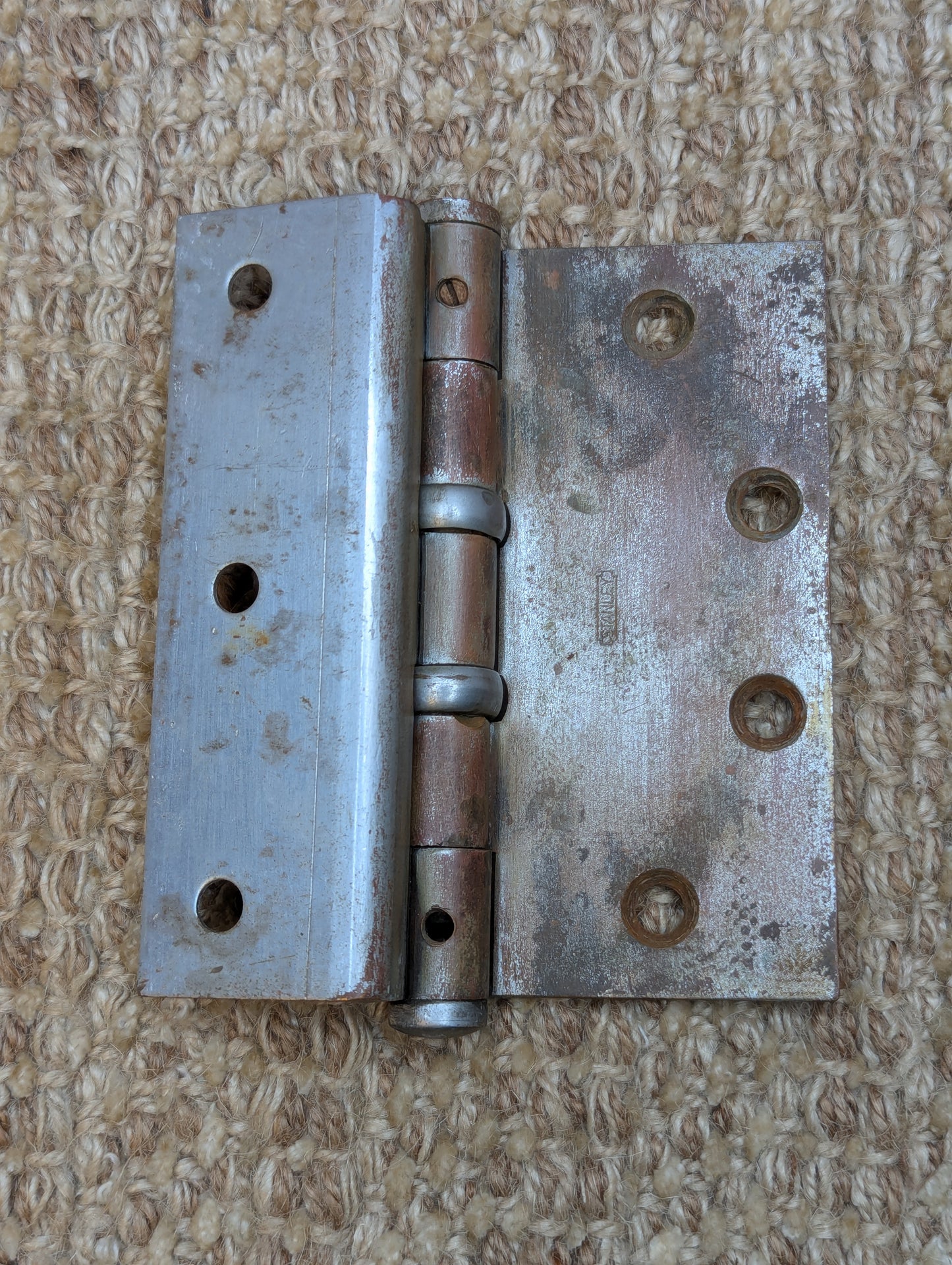 3 3/4" x 4 1/2" Antique Stanley Ball Tip Offset Door Hinge