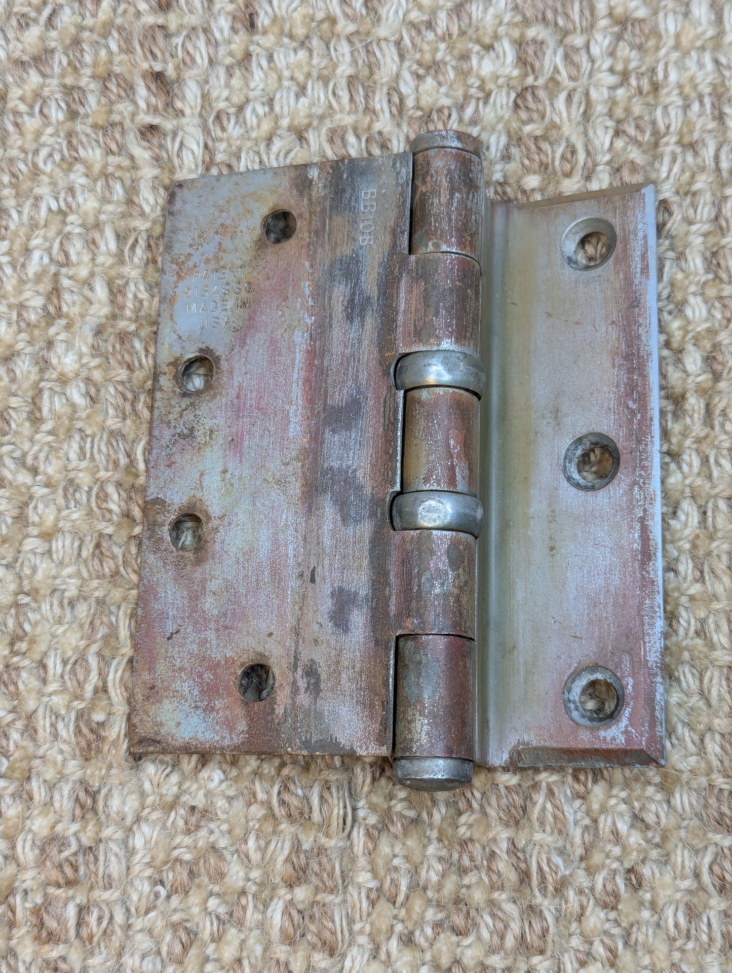 3 3/4" x 4 1/2" Antique Stanley Ball Tip Offset Door Hinge