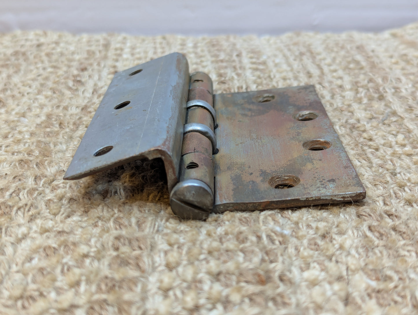 3 3/4" x 4 1/2" Antique Stanley Ball Tip Offset Door Hinge