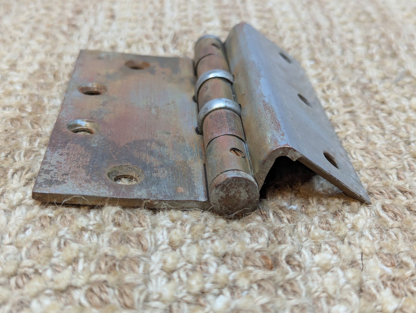 3 3/4" x 4 1/2" Antique Stanley Ball Tip Offset Door Hinge