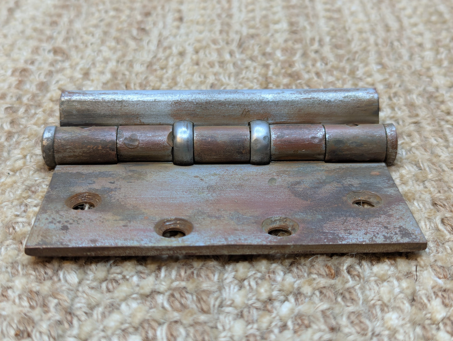 3 3/4" x 4 1/2" Antique Stanley Ball Tip Offset Door Hinge
