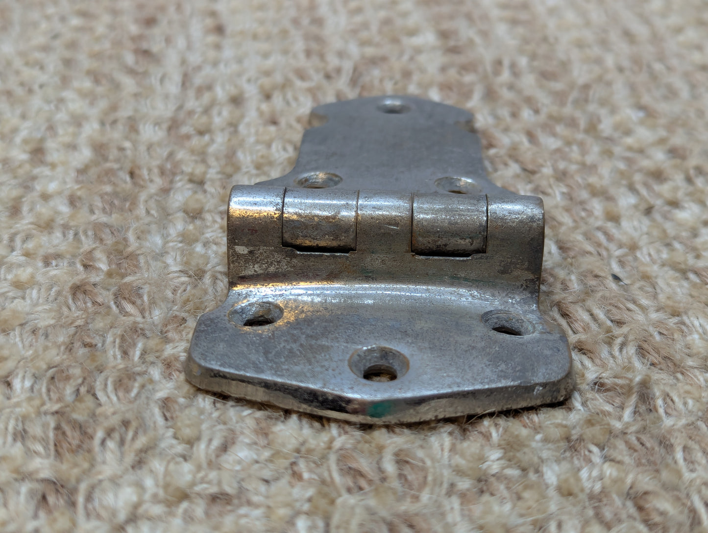 4 3/8" x 2 5/16" Antique Stamped Decorative OffSet Icebox Hinge #590