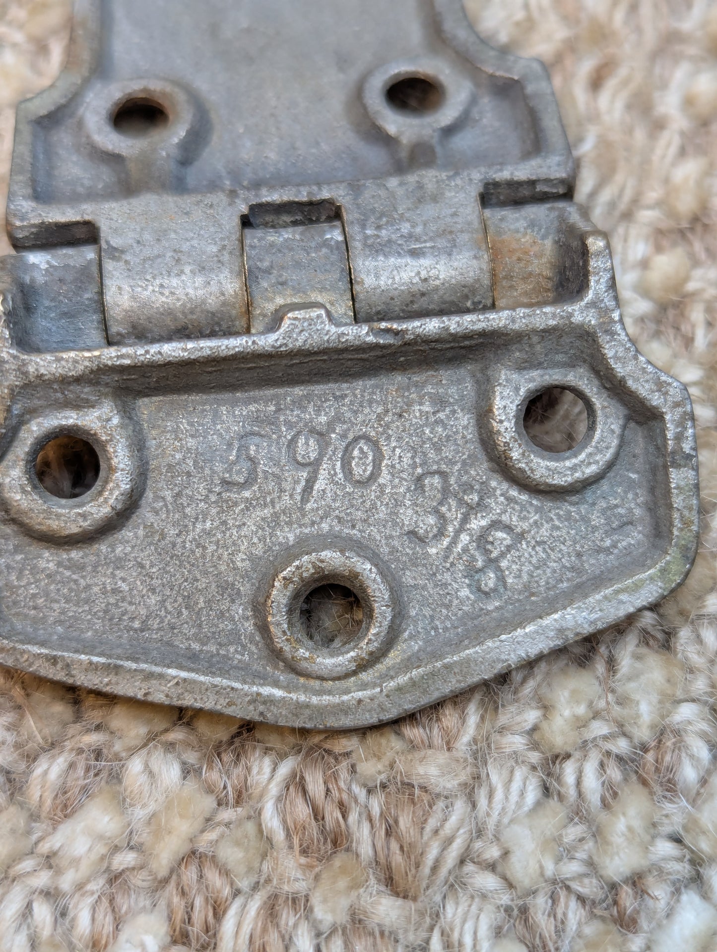 4 3/8" x 2 5/16" Antique Stamped Decorative OffSet Icebox Hinge #590
