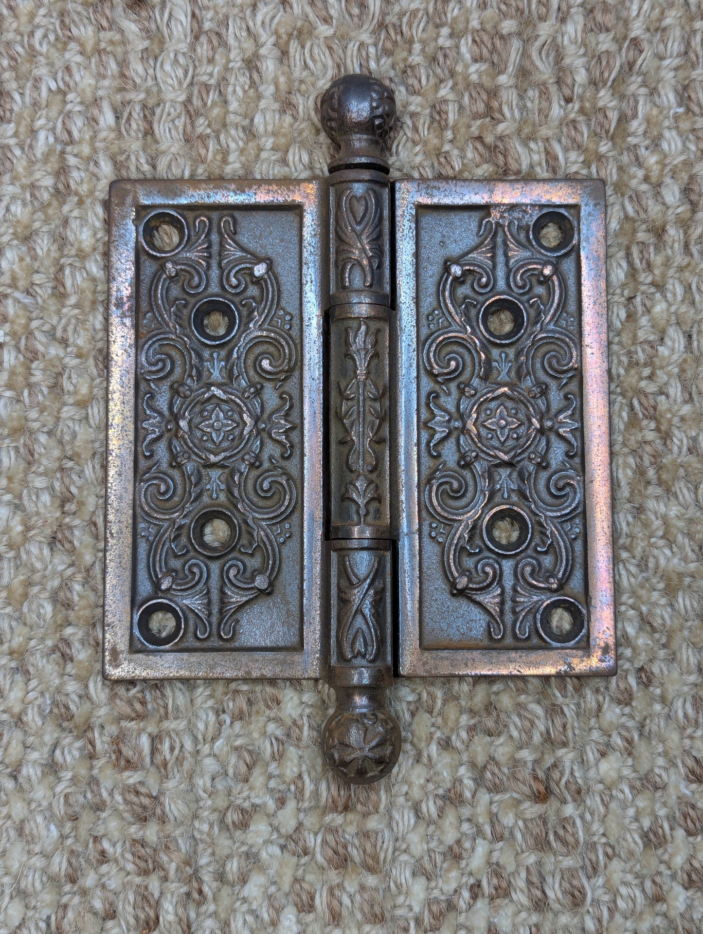 4" x 4" Russell & Erwin "Arabian" Antique Cast Iron Ball Tip Hinge Circa 1897
