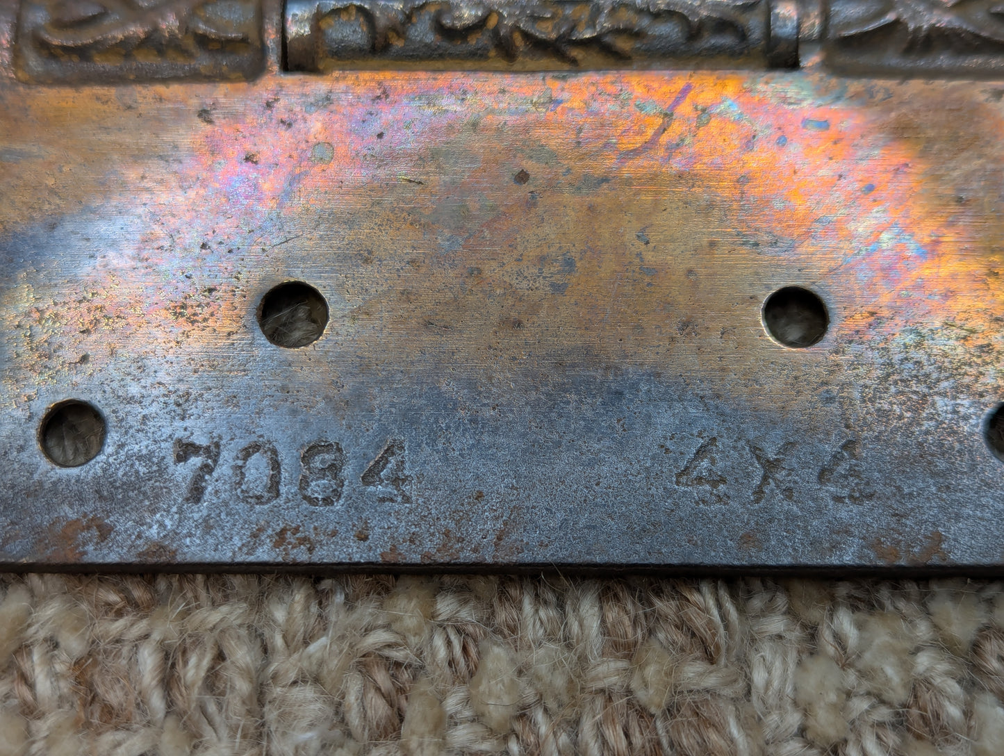 4" x 4" Russell & Erwin "Arabian" Antique Cast Iron Ball Tip Hinge Circa 1897