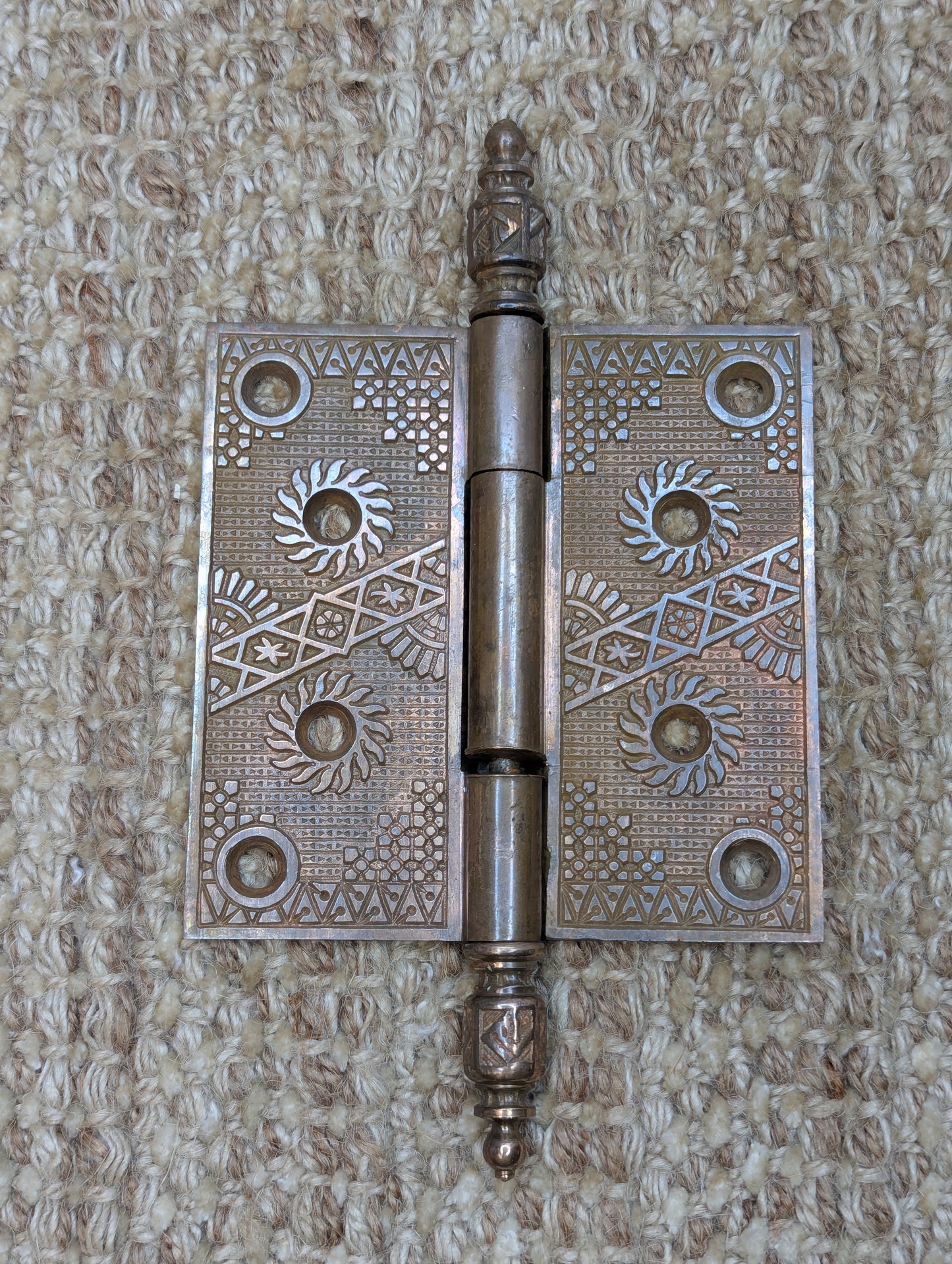 4" x 4" Antique Decorative Cast Brass Steeple Tip Hinge Door Hardware