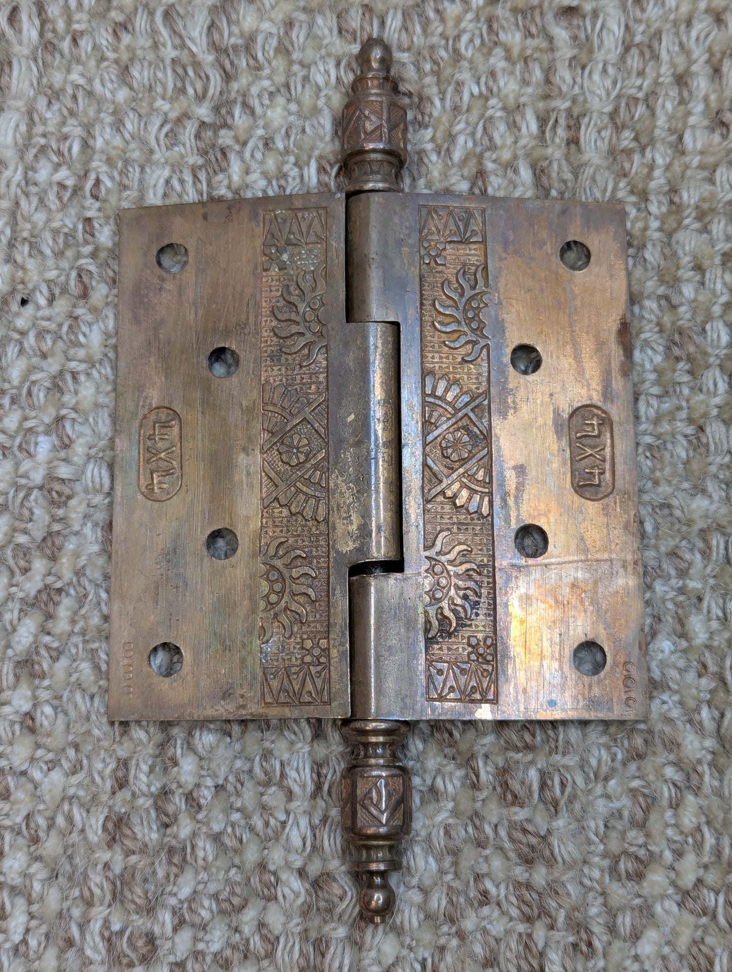 4" x 4" Antique Decorative Cast Brass Steeple Tip Hinge Door Hardware