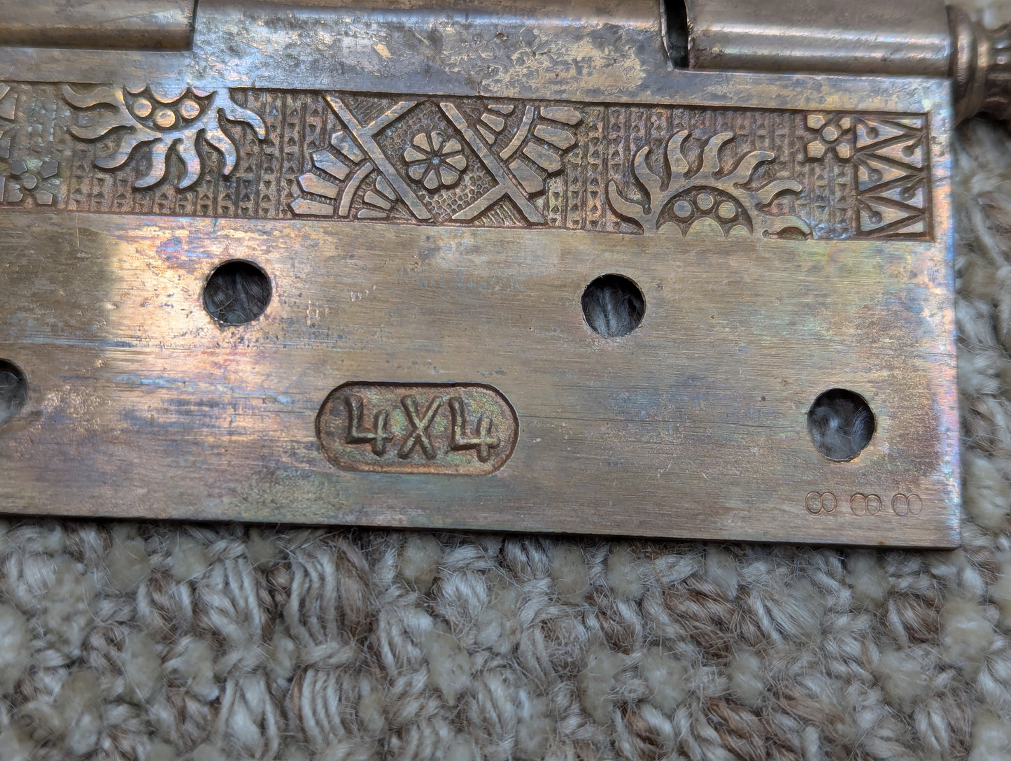 4" x 4" Antique Decorative Cast Brass Steeple Tip Hinge Door Hardware