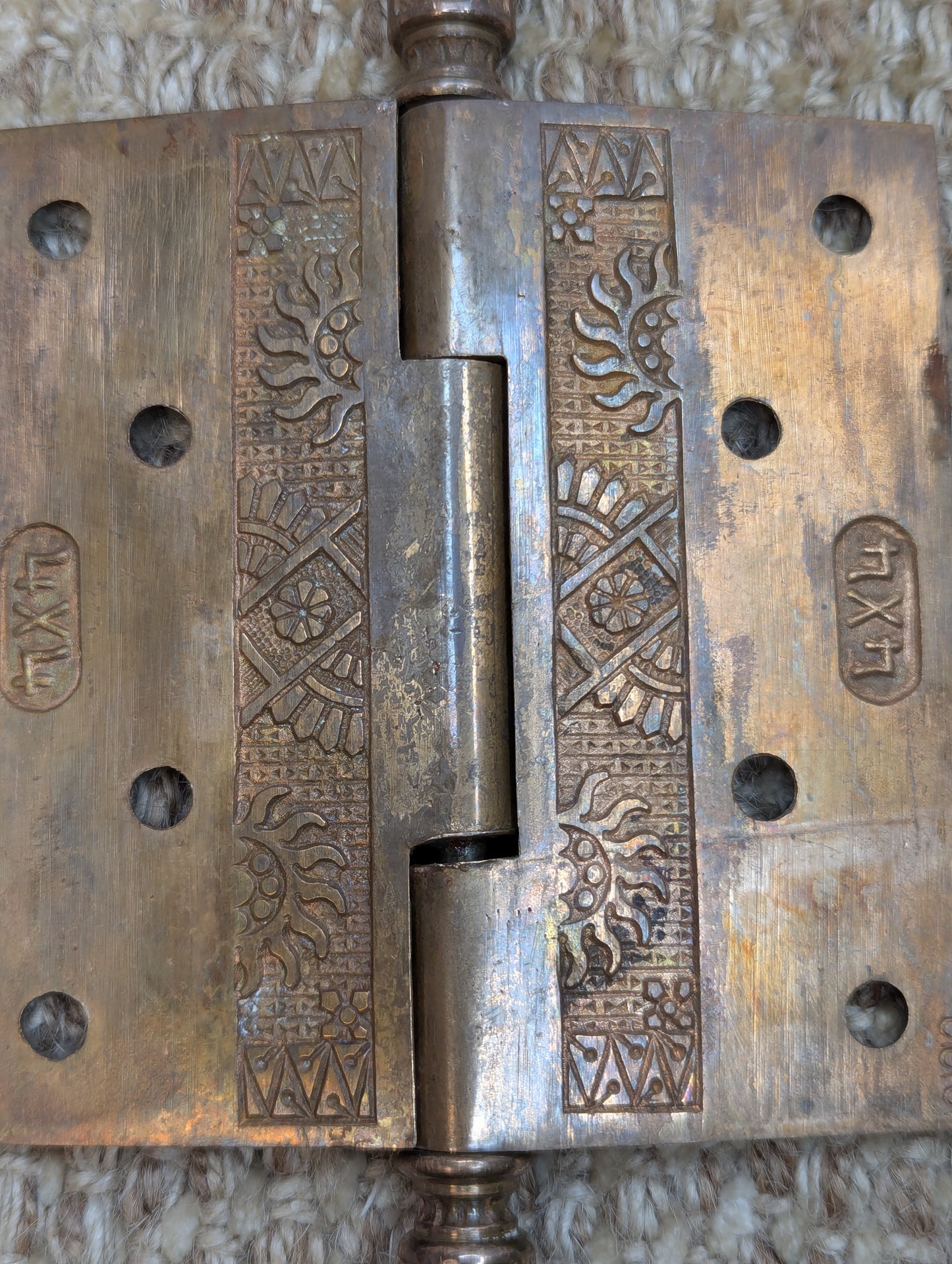 4" x 4" Antique Decorative Cast Brass Steeple Tip Hinge Door Hardware