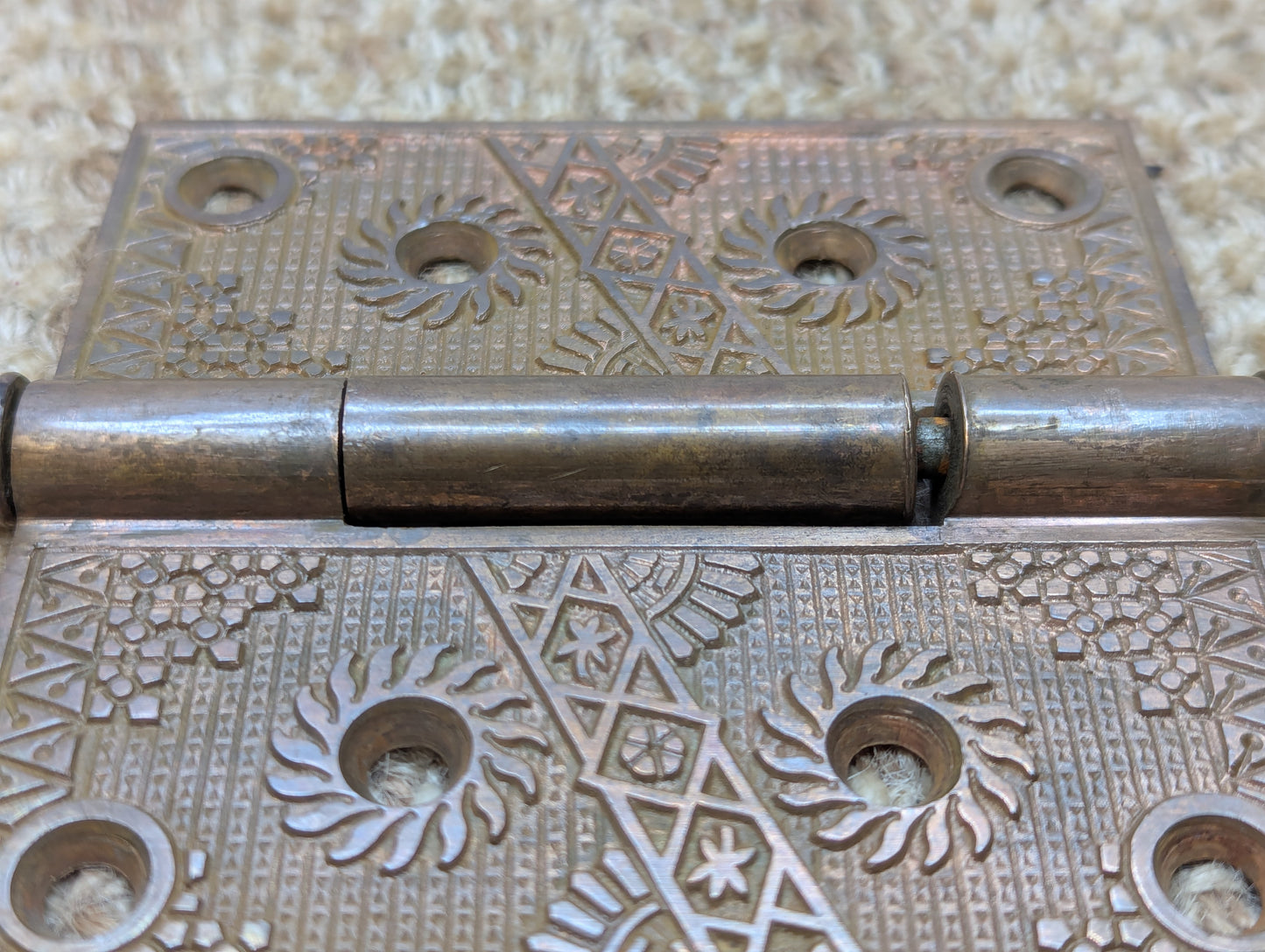 4" x 4" Antique Decorative Cast Brass Steeple Tip Hinge Door Hardware