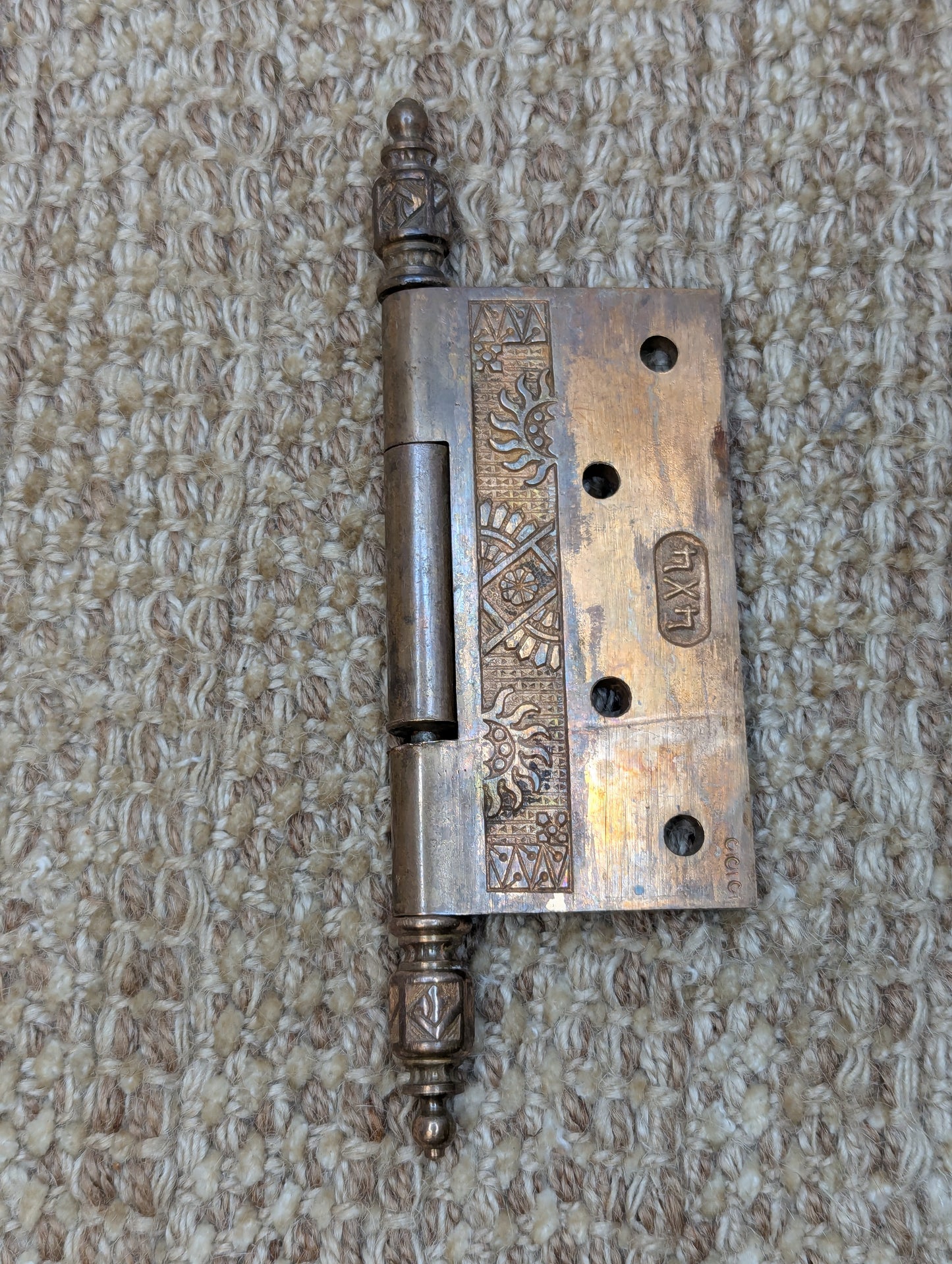 4" x 4" Antique Decorative Cast Brass Steeple Tip Hinge Door Hardware