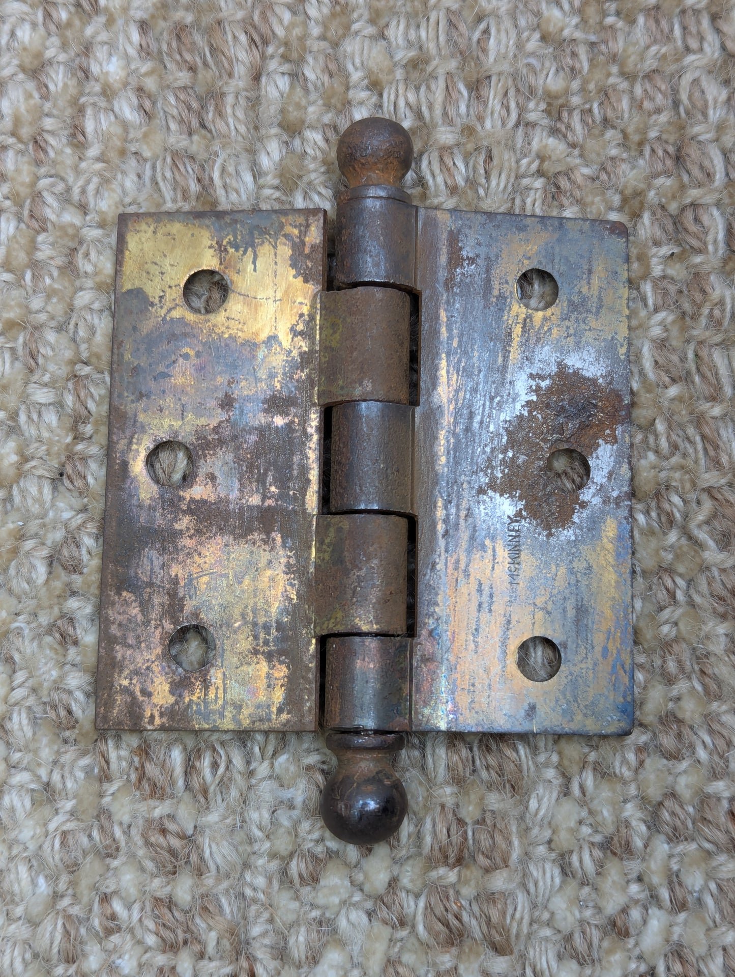 3" x 3" Antique McKinney Ball Tip Door Hinge