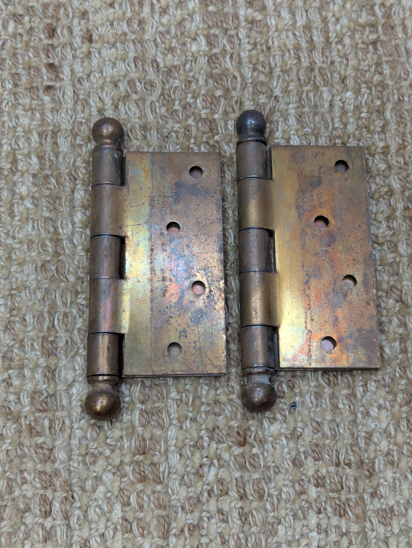 Pair 4" x 4" Stanley Steel Ball Tip Door Hinges Door Hardware