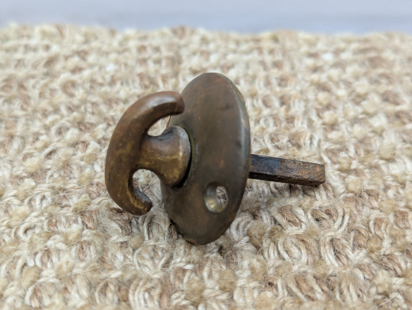 Antique Russwin Exterior Mortise Lock W/Keys, Brass Door Knobs, Rosettes & Thumb Turn Set