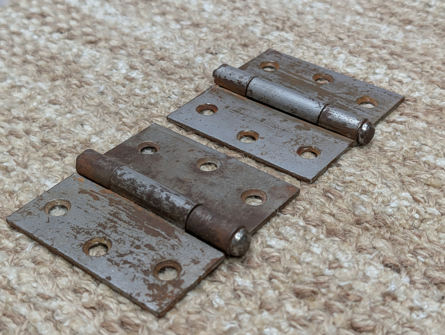 Pair 3" x 3" Antique Steel Butt Hinges Door Hardware