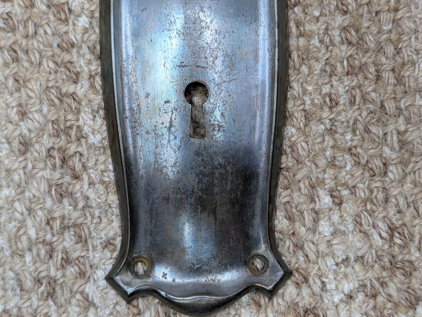 2 7/16" x 7 11/16" Antique Art Nouveau Stamped Steel Door Knob Plate