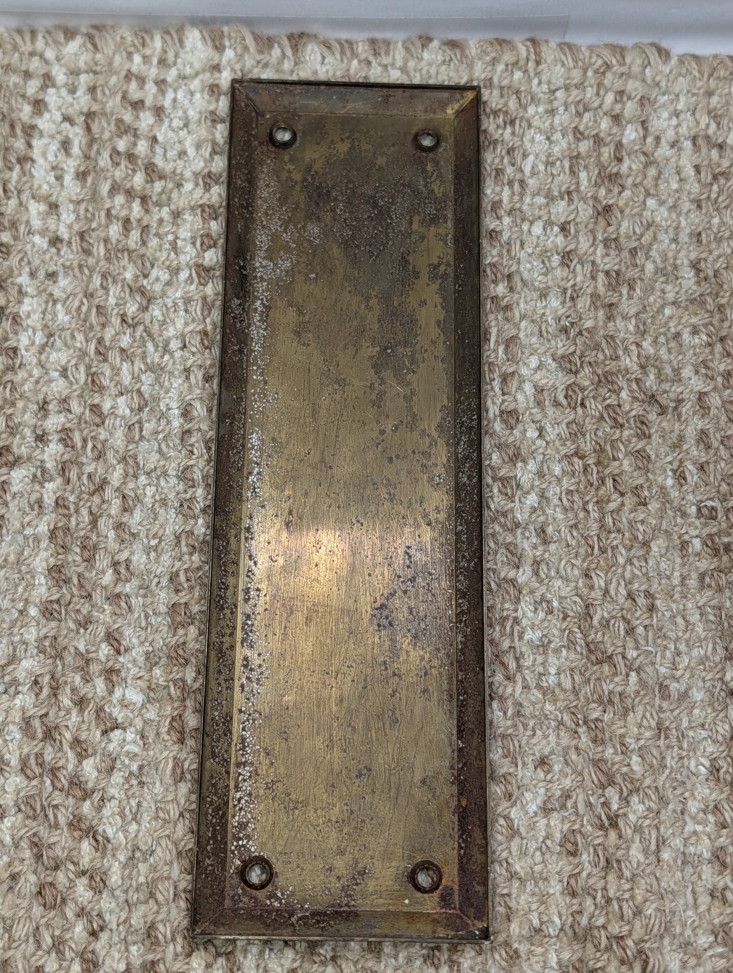 3" x 10" Antique Brass Plated Stamped Steel Door Push Plate