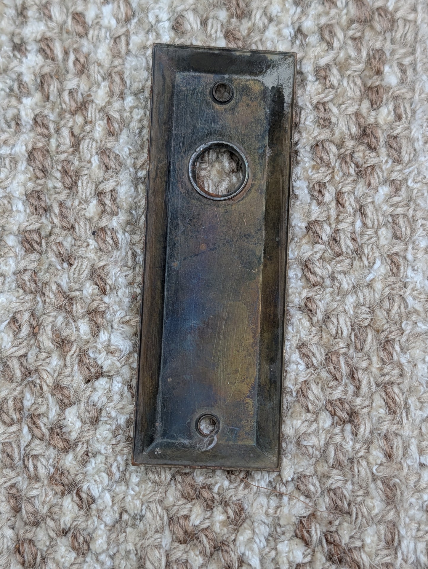1 3/8" x 4" Antique Brass Plated Stamped Steel Door Knob Plate
