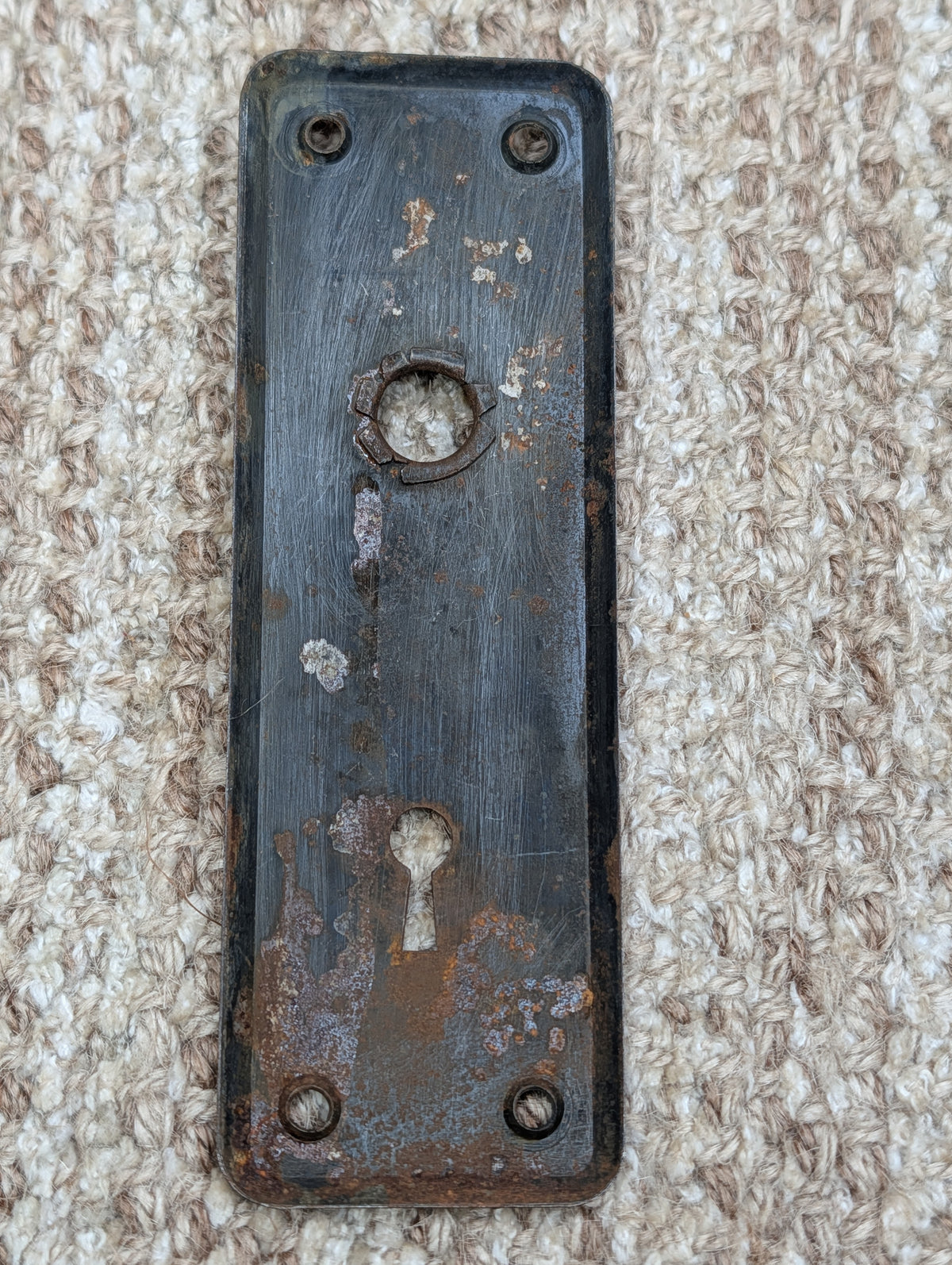 2" x 6" Antique Stamped Steel Door Knob Plate