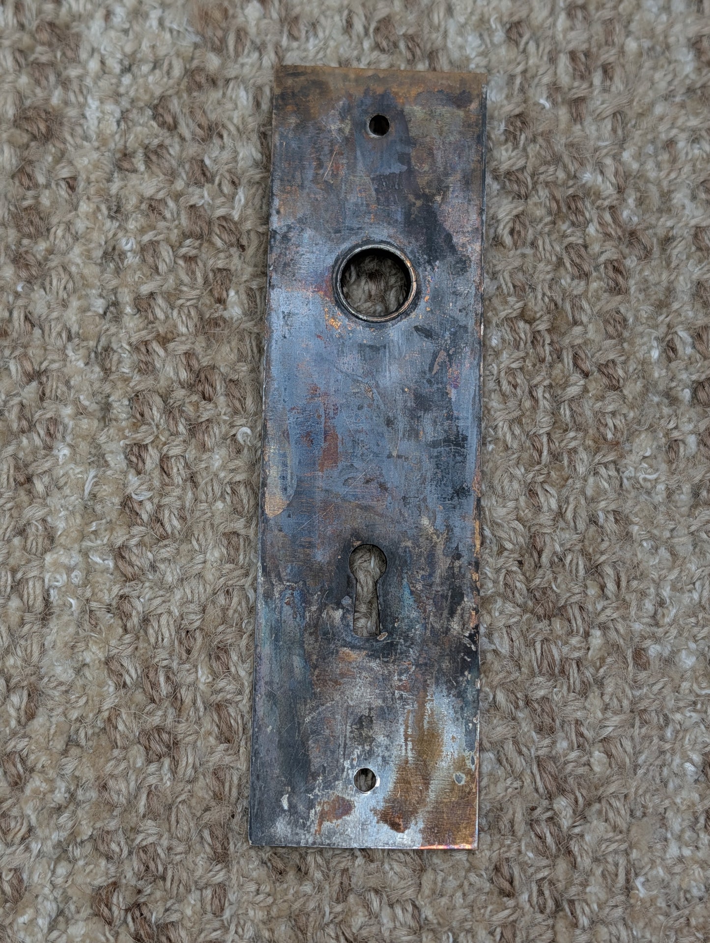 1 13/16" x 6" Antique Nickel Plated Brass Door Knob Plate