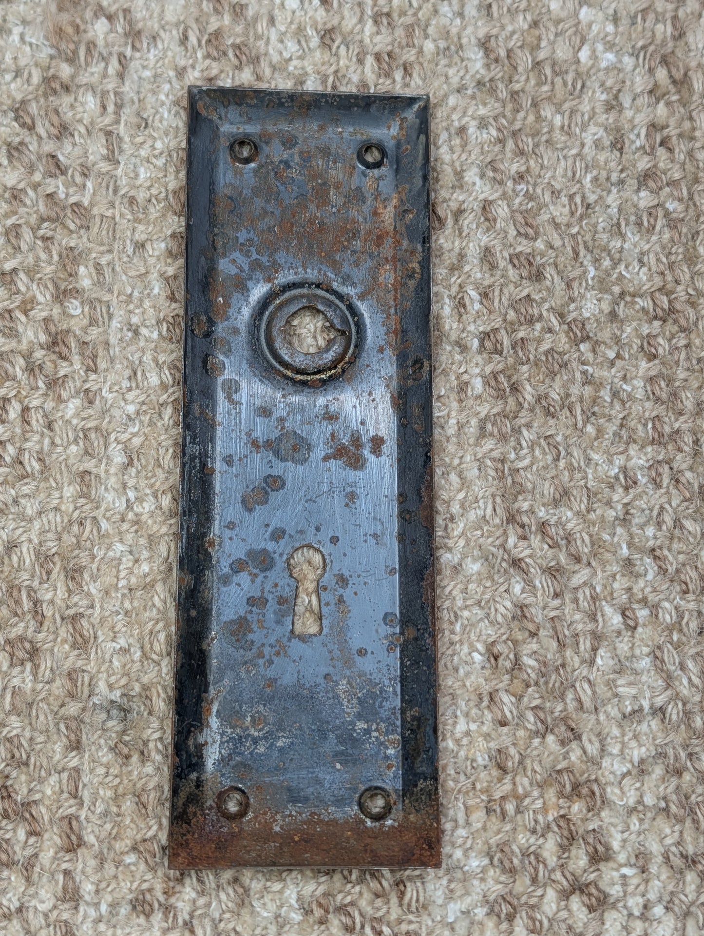 2 1/4" x 7" Antique Steel Door Knob Plate