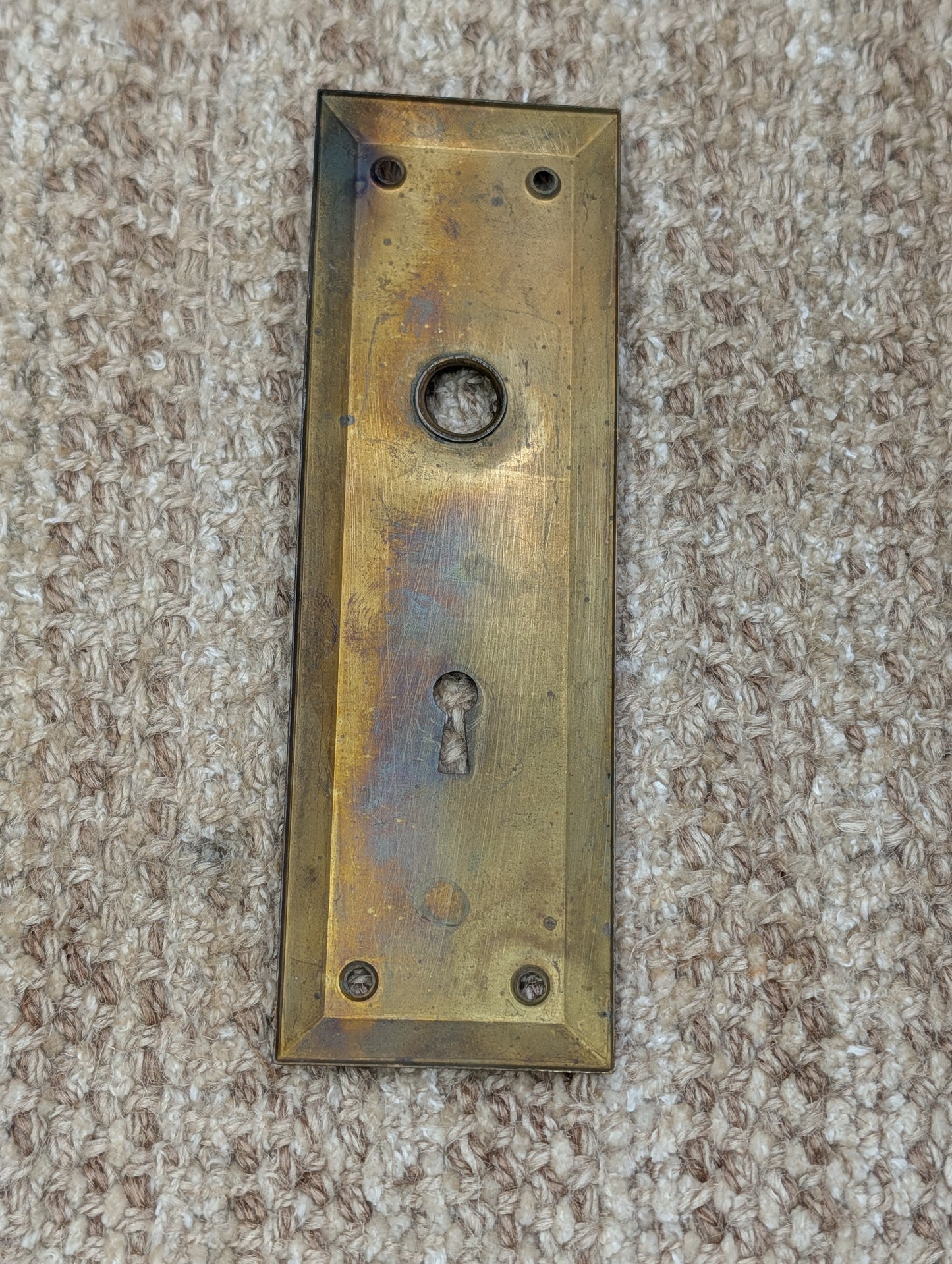 2 1/4" x 7" Antique Steel Door Knob Plate