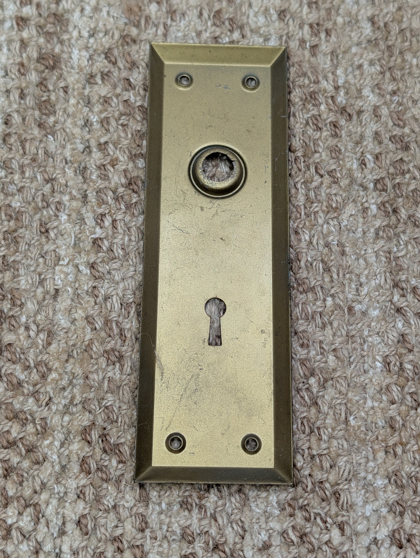 2 1/4" x 7" Antique Brass Plated Steel Door Knob Plate