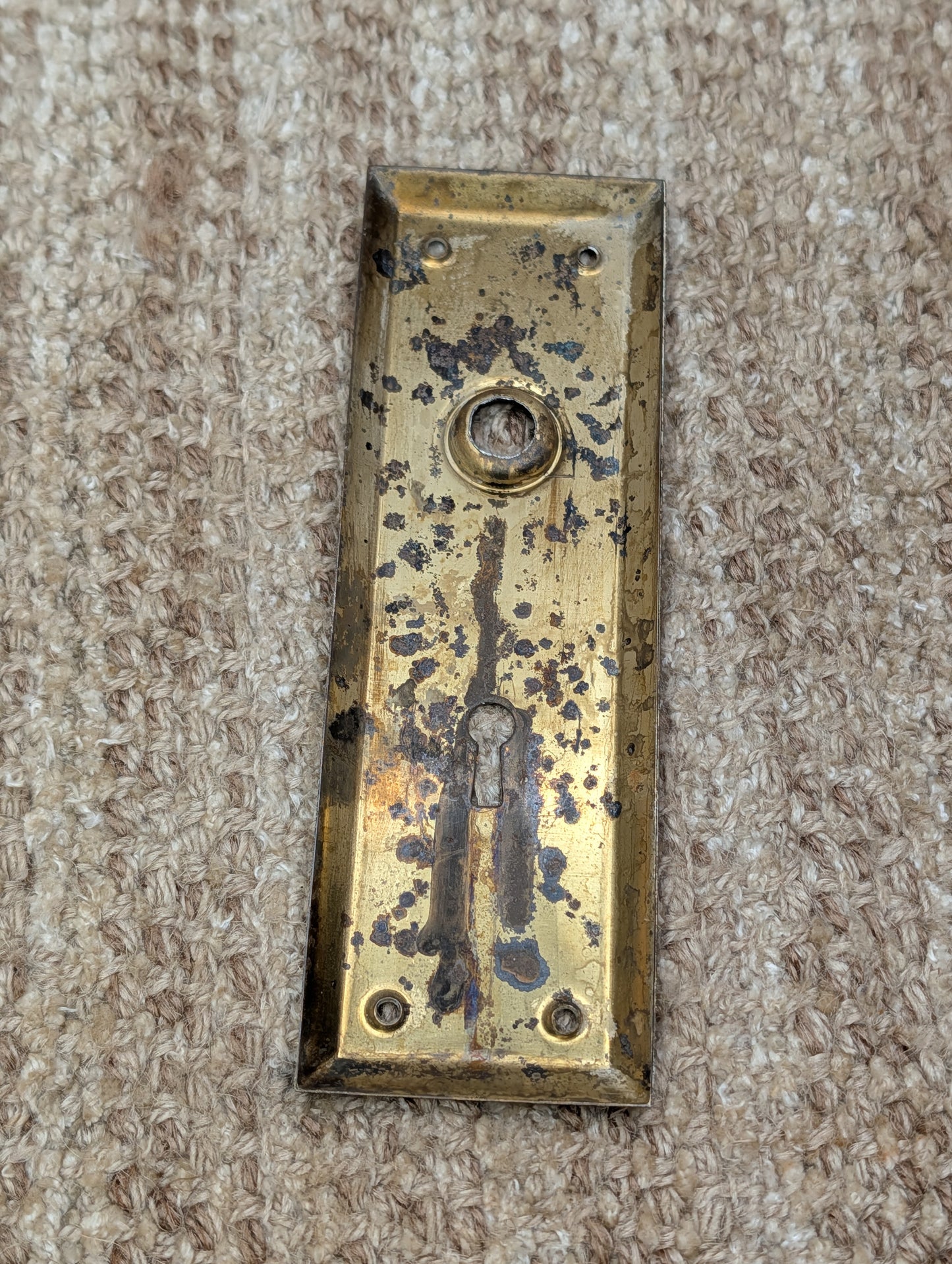 2 1/4" x 7" Antique Steel Door Knob Plate