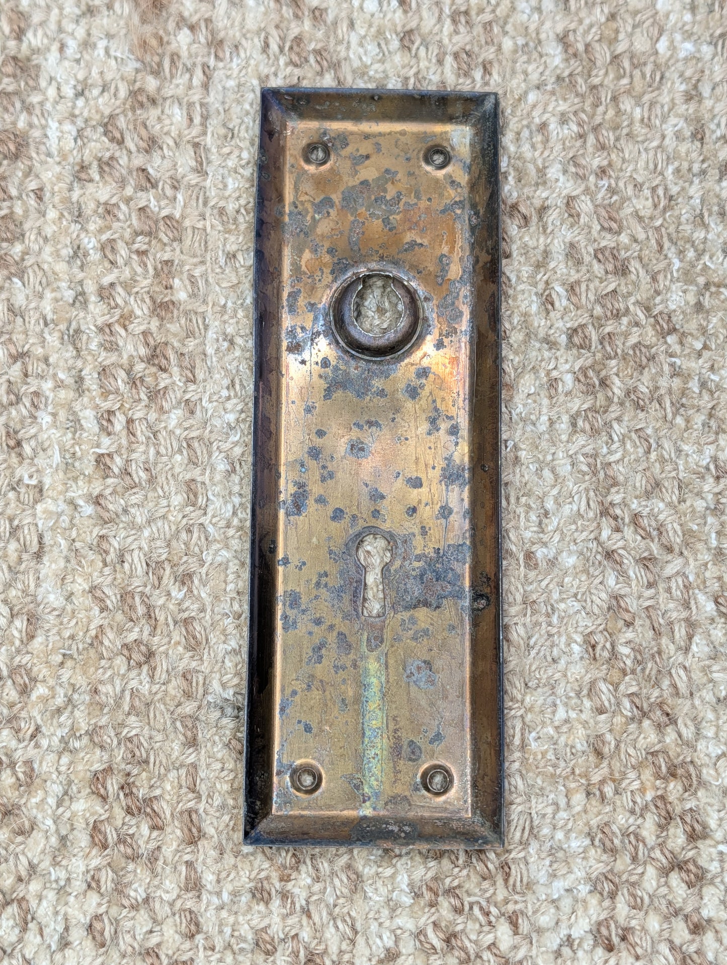 2 1/4" x 7" Antique Steel Door Knob Plate