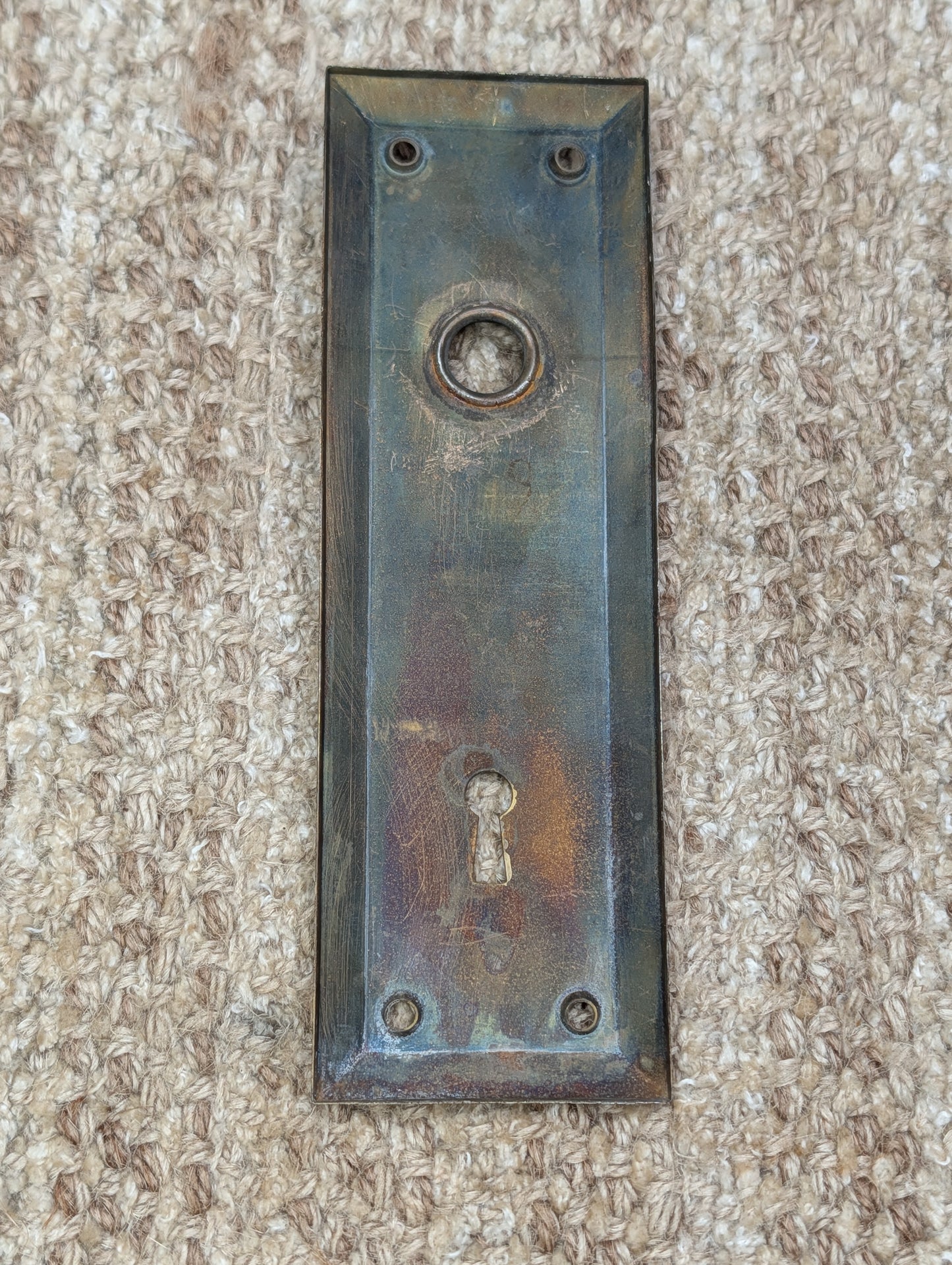2 1/4" x 7" Antique Steel Door Knob Plate