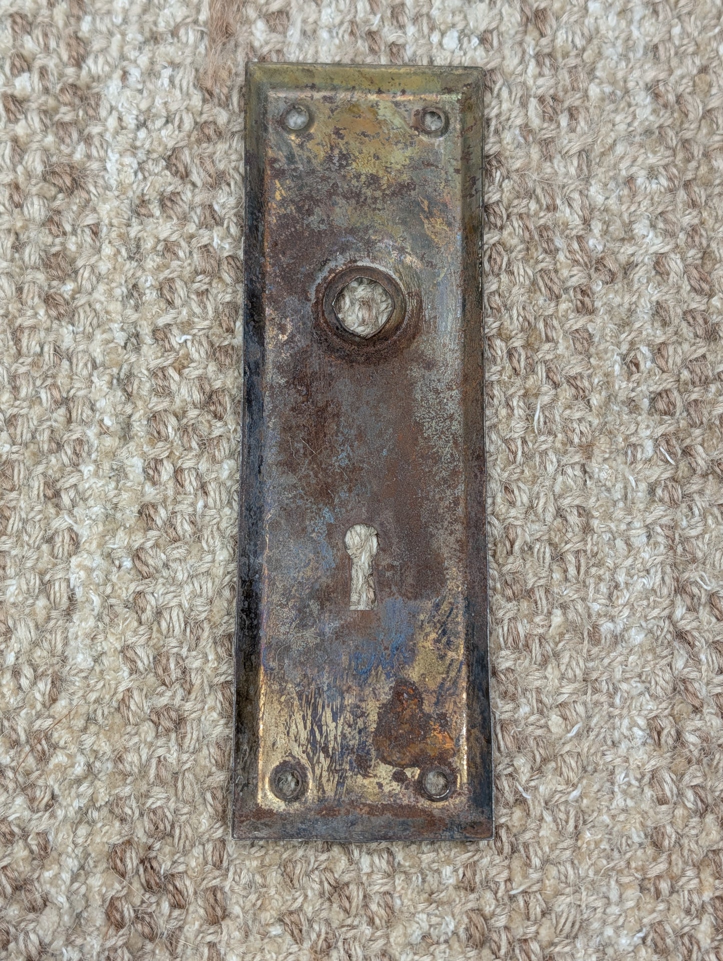 2 3/16" x 6 15/16" Antique Steel Door Knob Plate