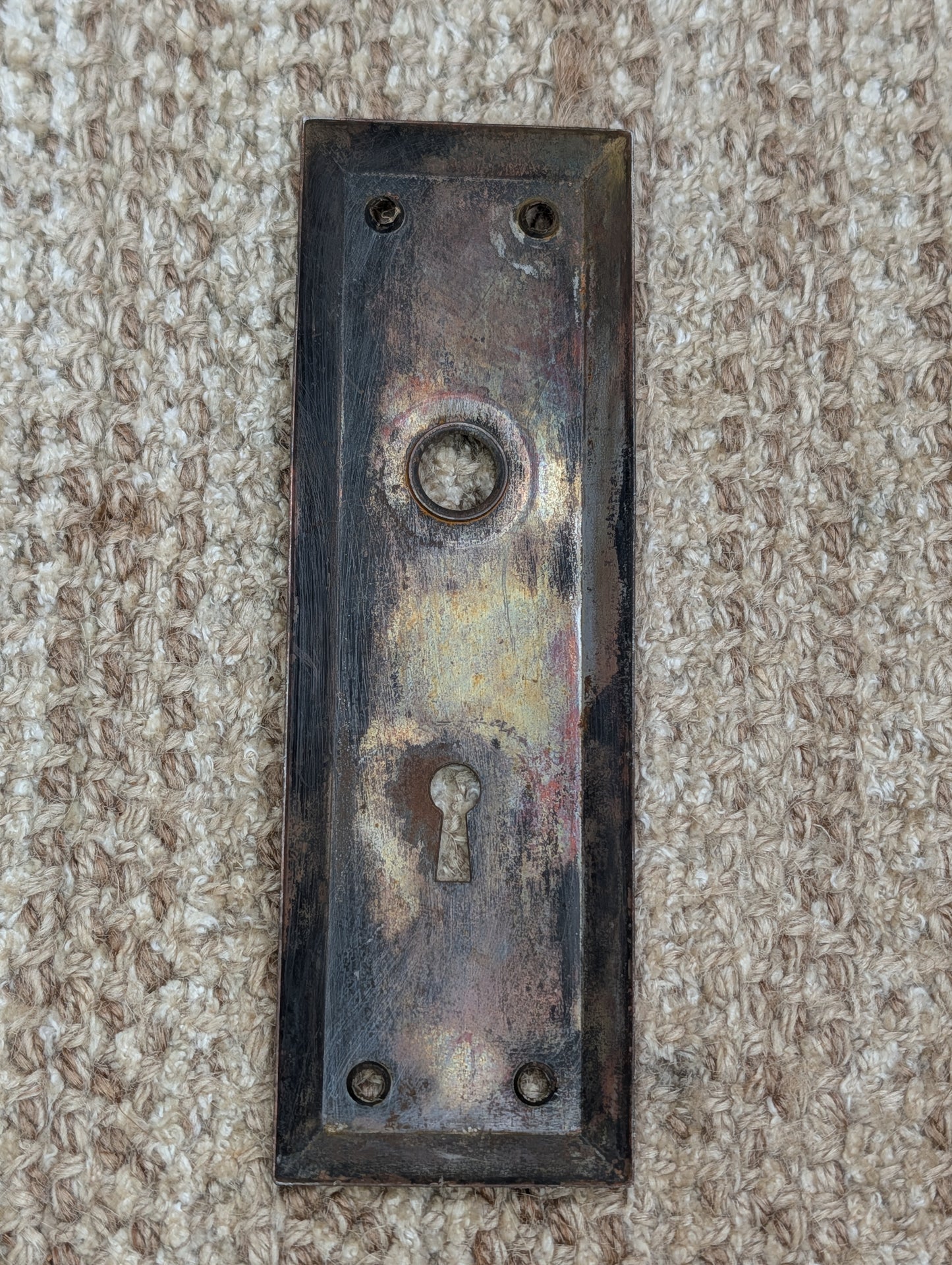 2 1/4" x 7" Antique Steel Door Knob Plate