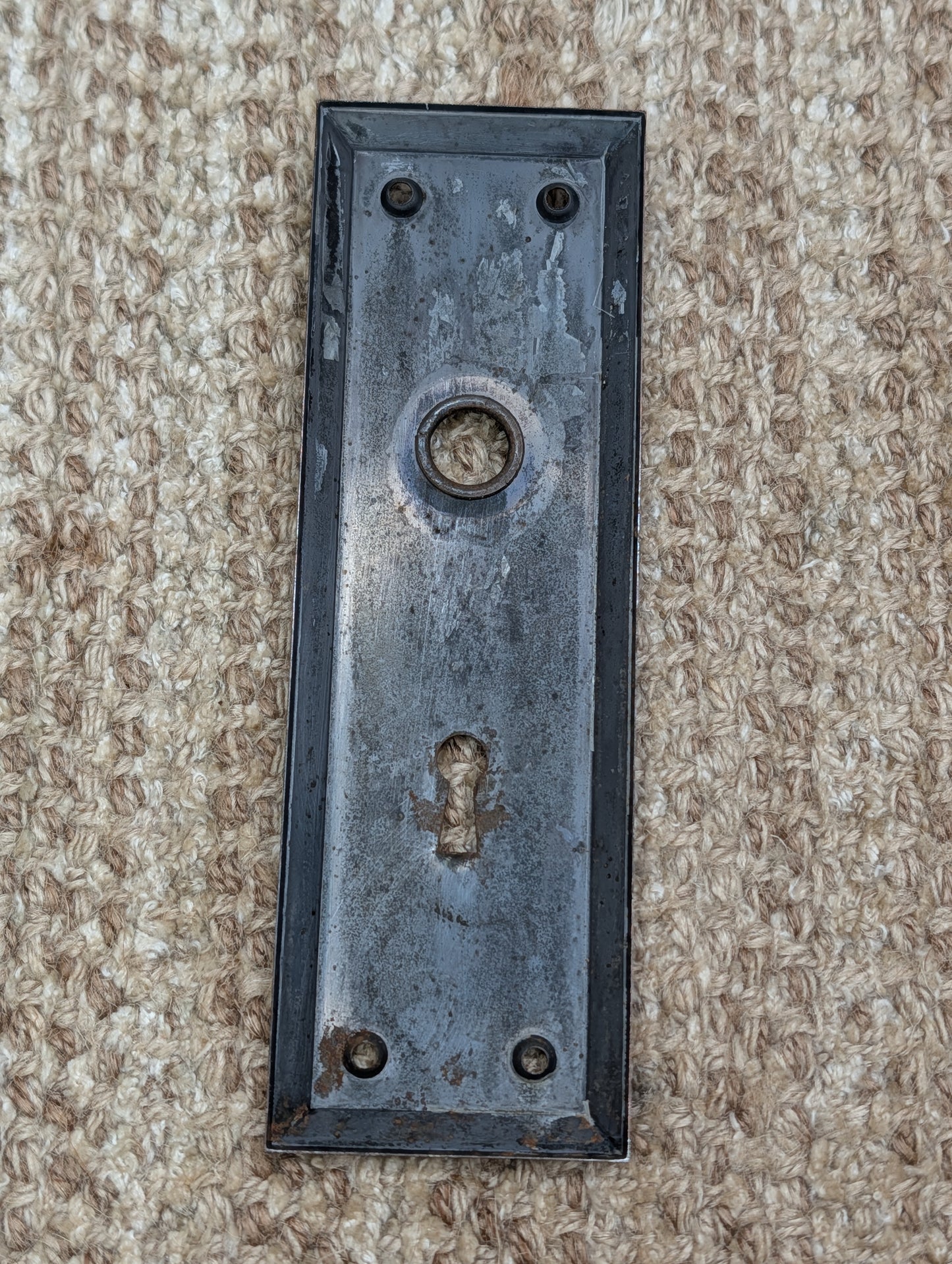 2 1/4" x 7" Antique Steel Door Knob Plate