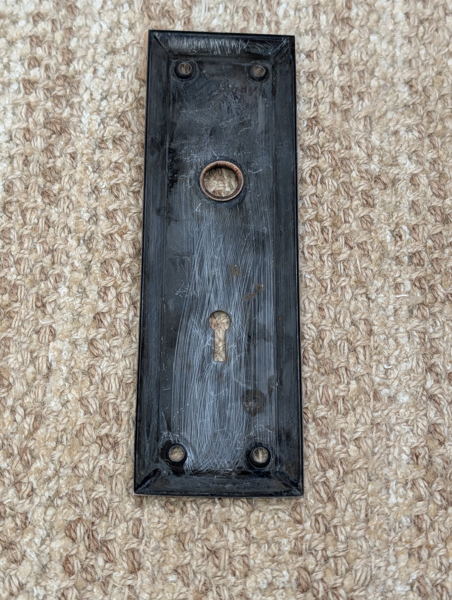 2 1/4" x 7" Antique Steel Door Knob Plate