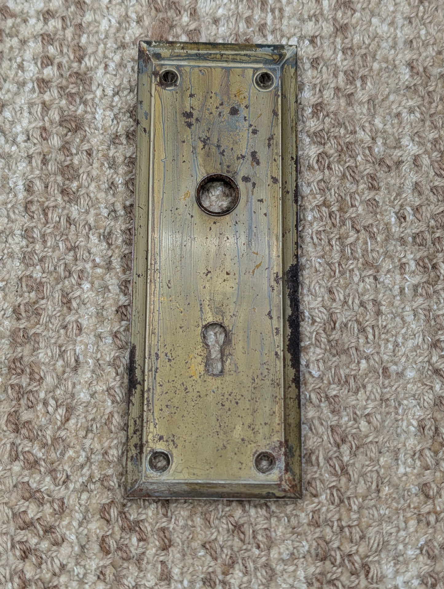 2 1/2" x 7" Antique Steel Door Knob Plate