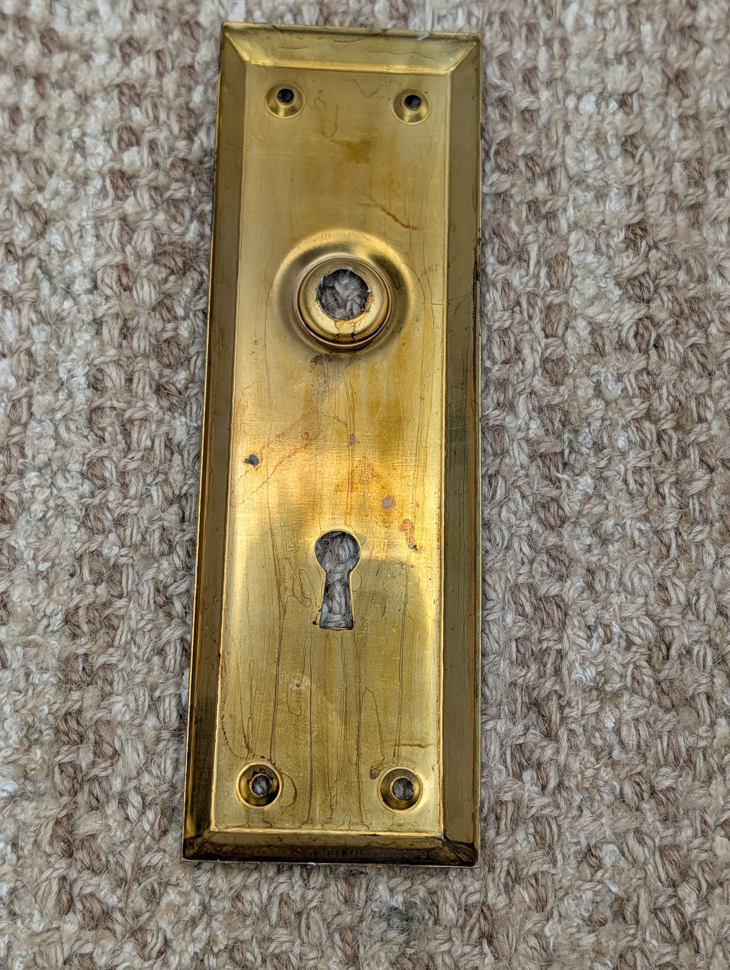2 1/4" x 7" Antique Steel Door Knob Plate