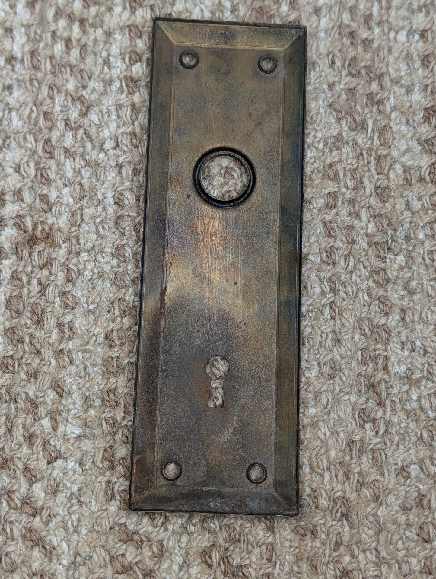 2 1/4" x 7" Antique Steel Door Knob Plate