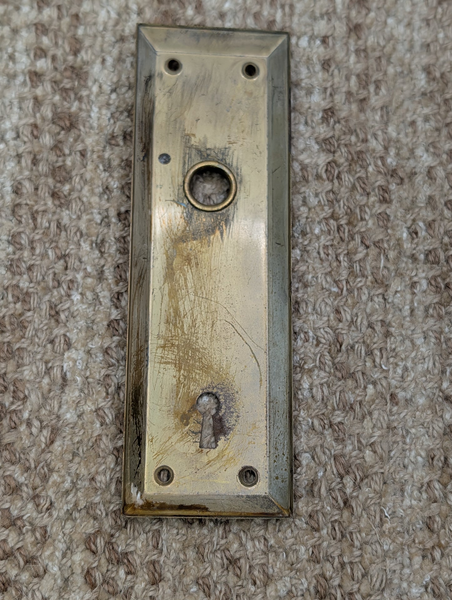 2 1/4" x 7" Antique Steel Door Knob Plate