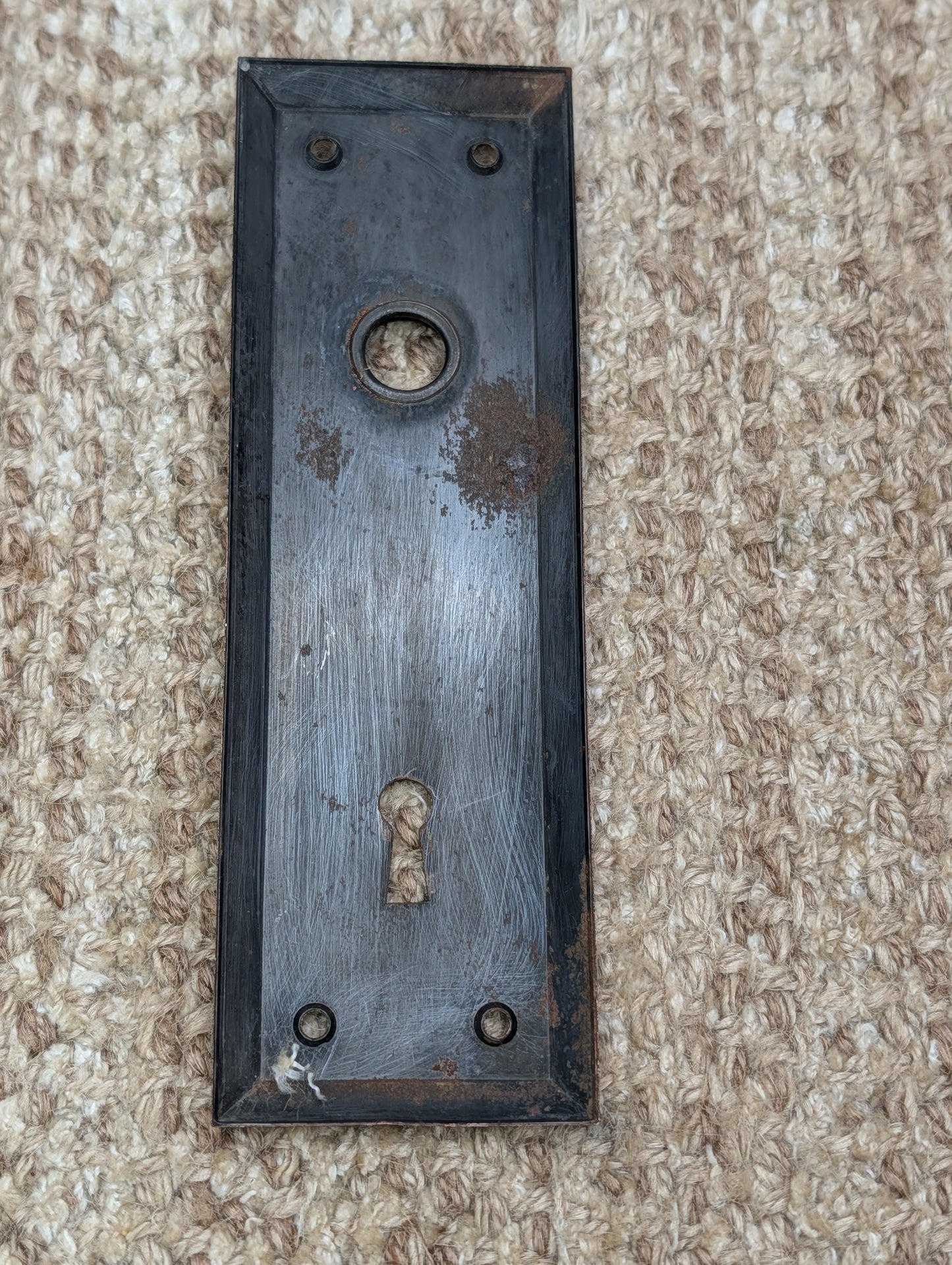 2 1/4" x 7" Antique Steel Door Knob Plate