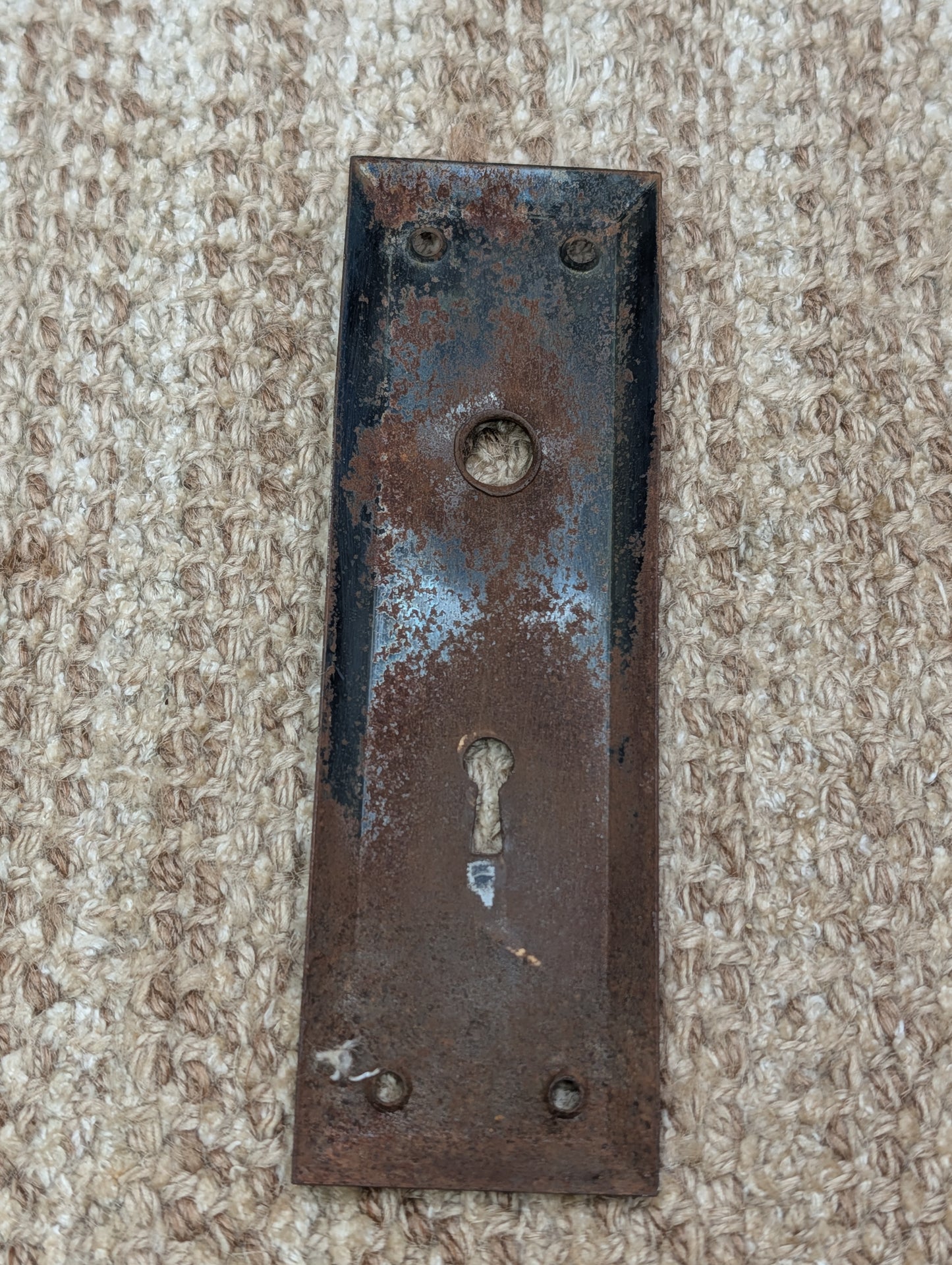 2 1/4" x 7 1/8" Antique Steel Door Knob Plate