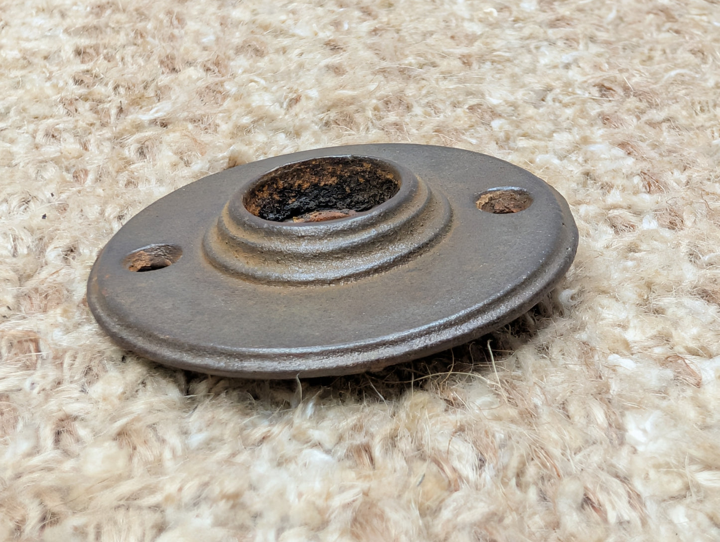 2 1/16" Antique Cast Iron Rosette Escutcheon For Door Knob