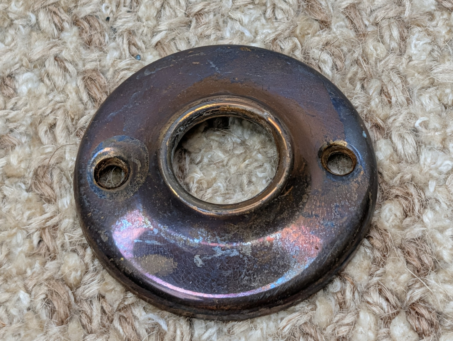 2" Antique Stamped Brass Rosette Escutcheon For Door Knob