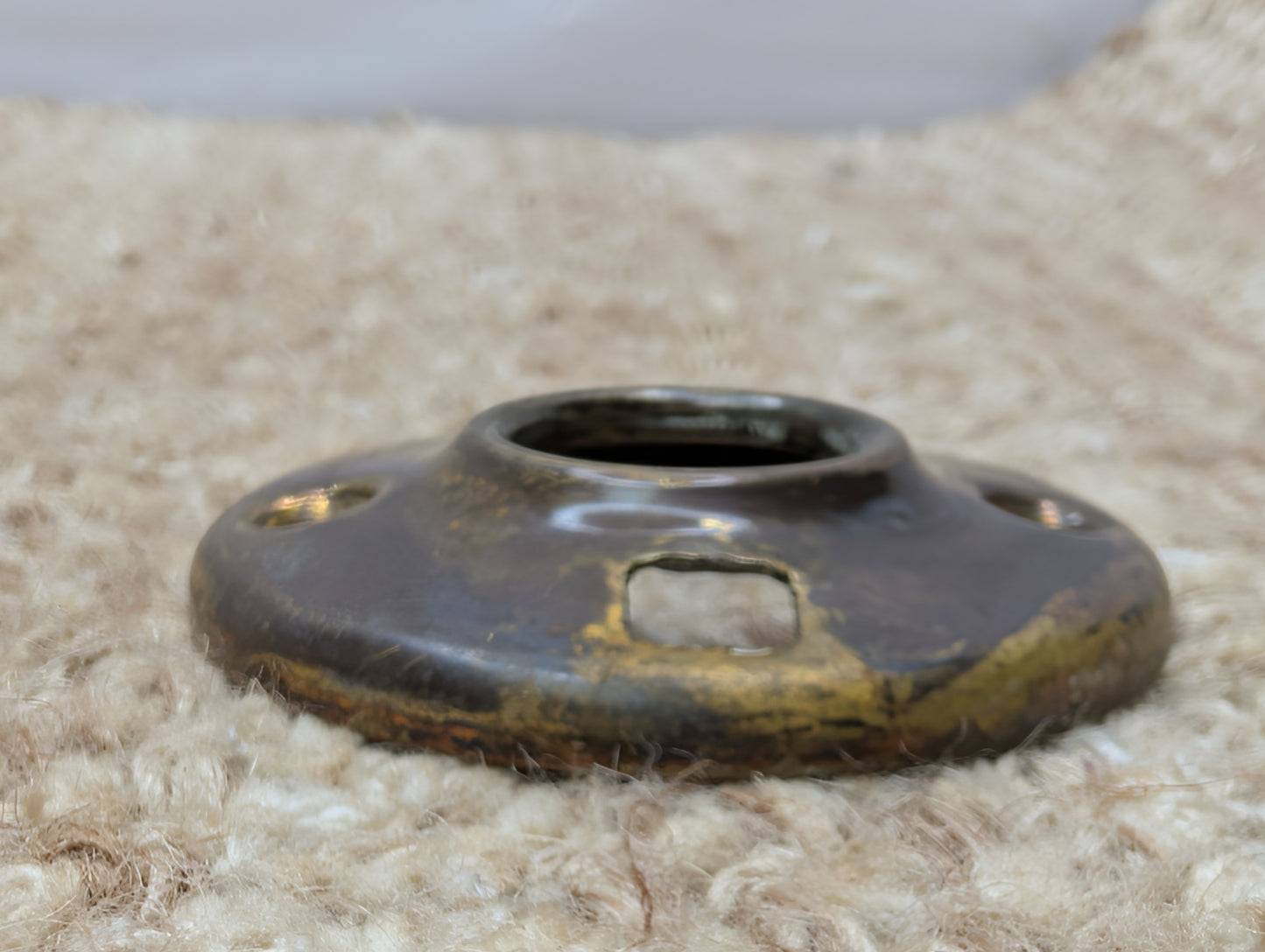 2" Antique Stamped Brass Rosette Escutcheon For Door Knob