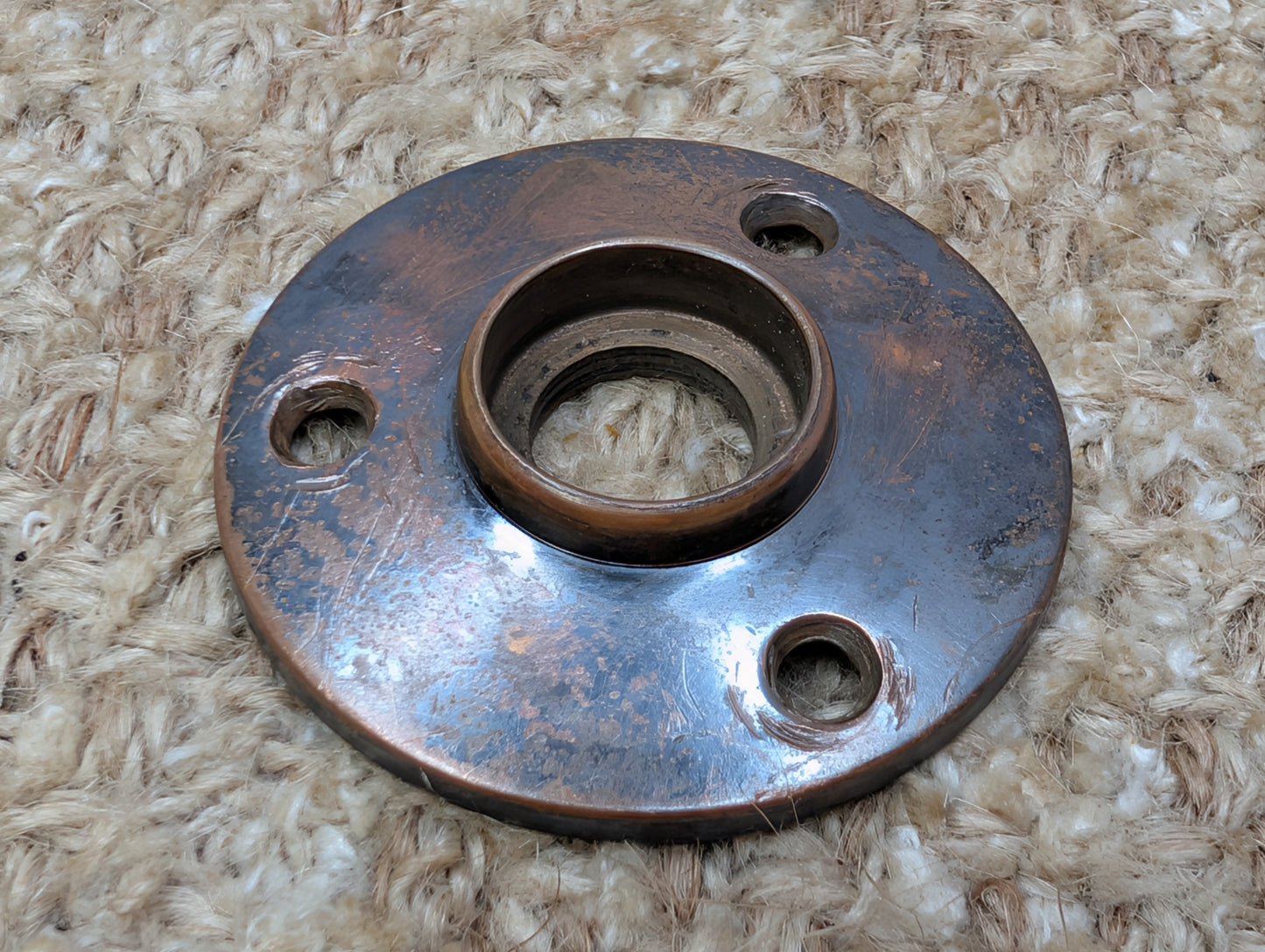 2" Antique Cast Brass Rosette Escutcheon For Door Knob