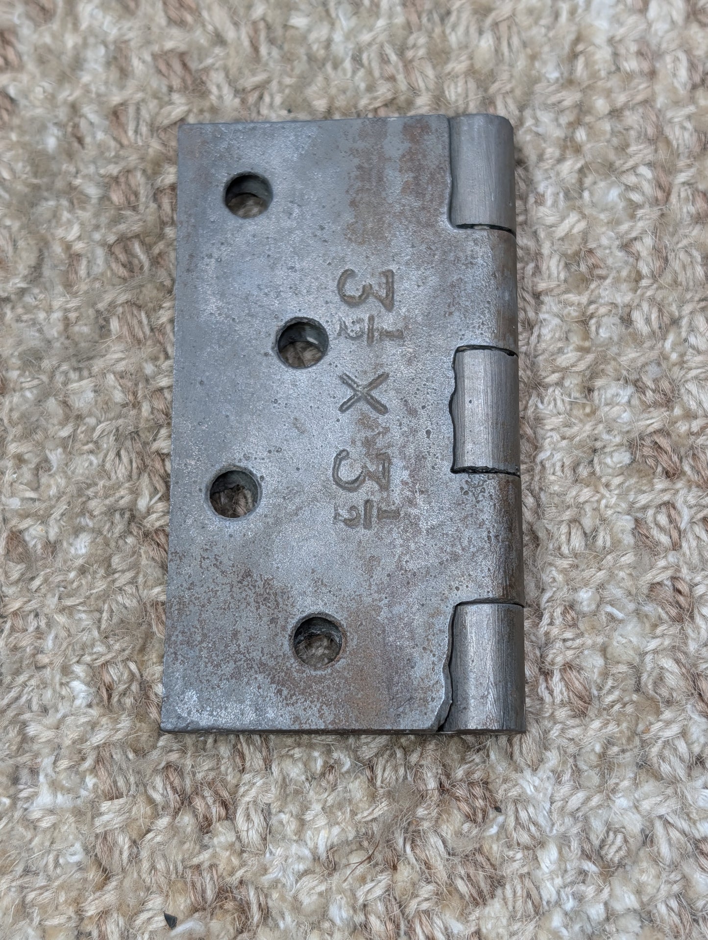 3 7/16" x 3 1/2" Antique Baldwin Cast Iron Butt Hinge Door Hardware-Single Hinge