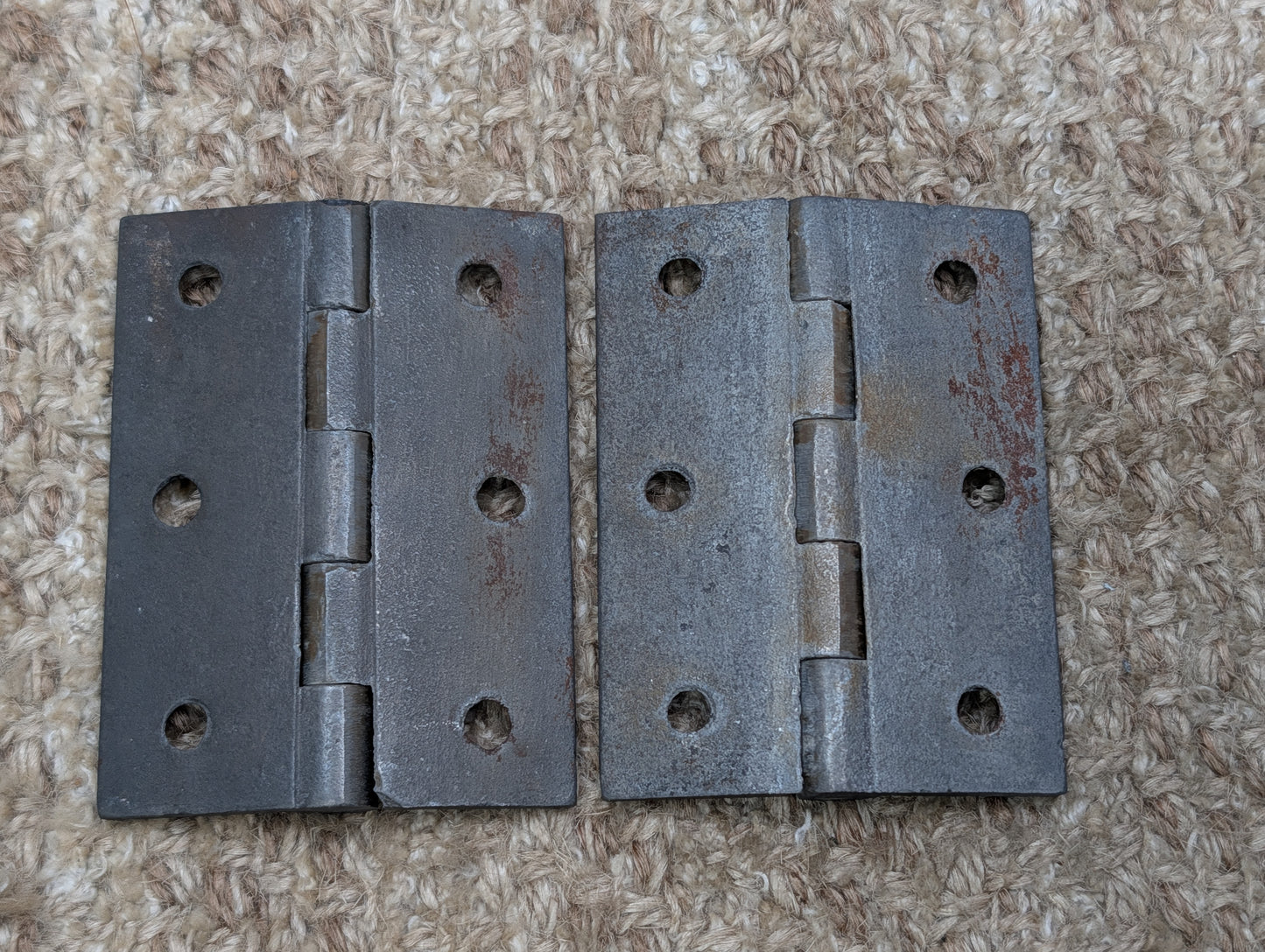 Pair Of 2 3/16" x 2 15/16" Antique Cast Iron Butt Hinge Door Hardware